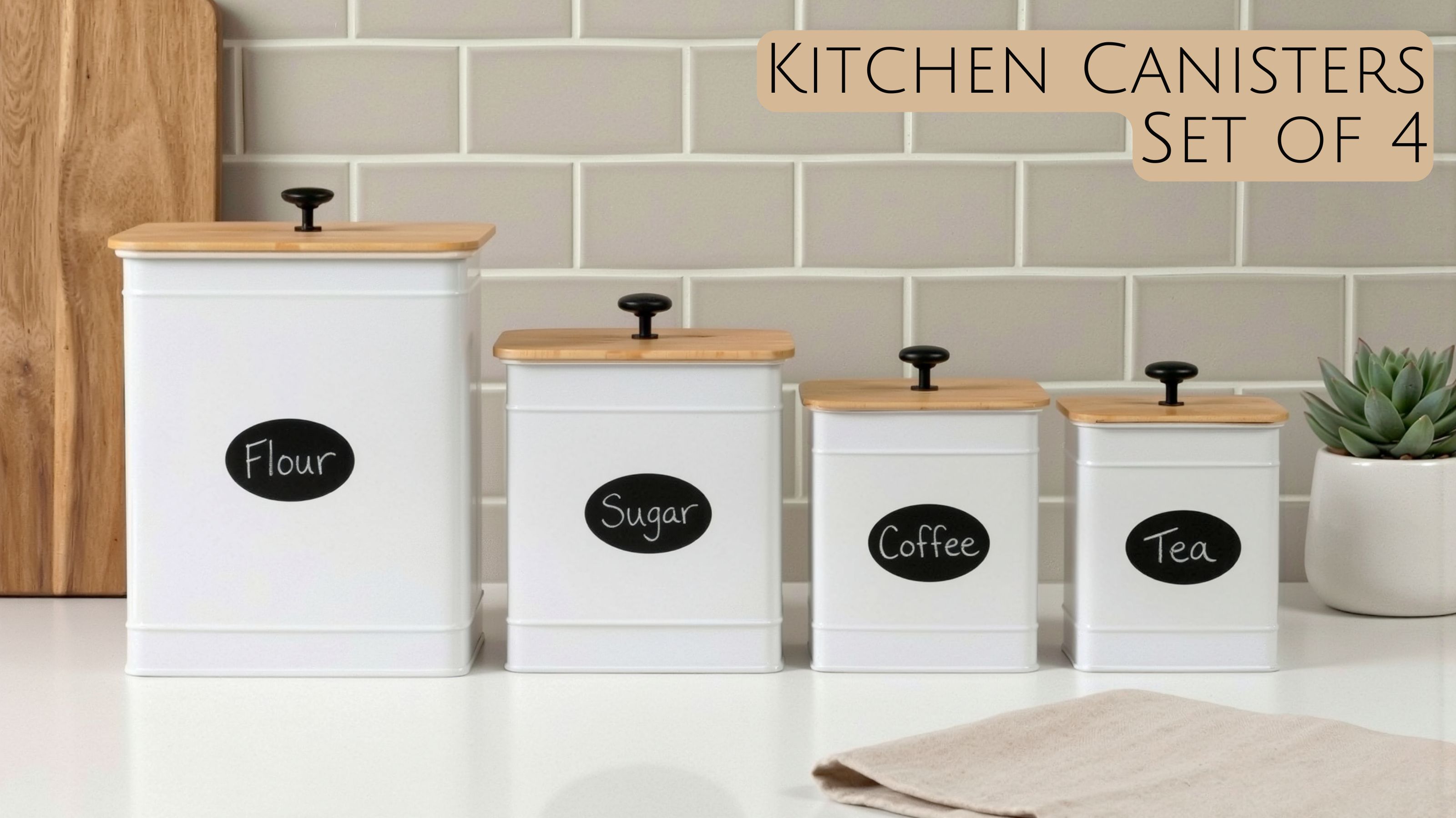 Kitchen Canisters for Countertop Set of 4 with Customizable