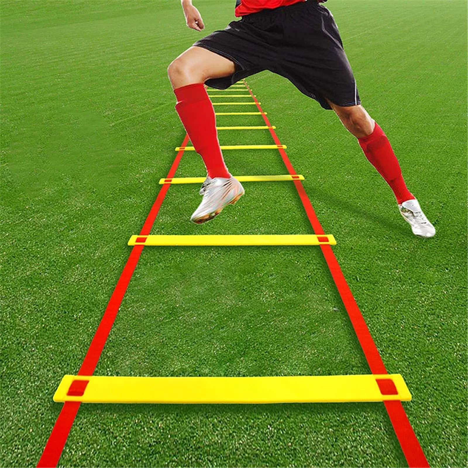 WFEI Scala di Agilità Regolabile per Interni All'aperto Scala di Allenamento per Scaletta per Allenamento Fitness Scala di velocità,10 Meters 20 Rung