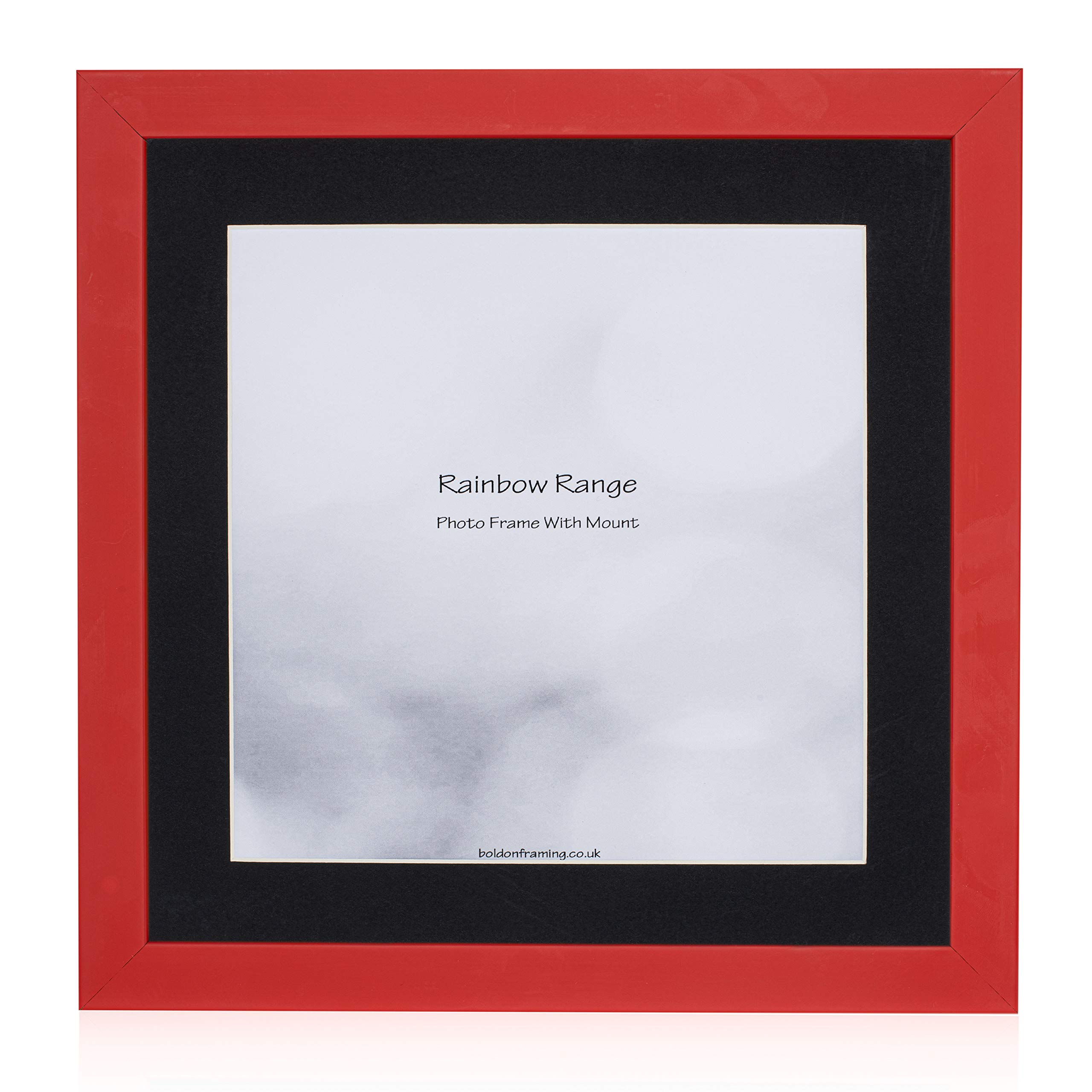 Boldon Framing - Red, Square Thin Photo Frame in Solid Wood with Black Wall Mount, 40x40cm- Pic Size 30x30cm Picture Display