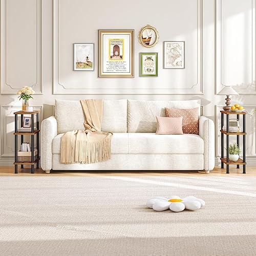 Miniatura 6 de HOOBRO Mesa auxiliar estrecha de 3 niveles, juego de 2, mesa auxiliar delgada, estante de almacenamiento para mesita de noche delgada, montaje