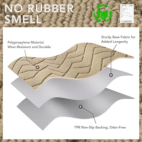 Miniatura 24 de hicorfe - Tapete para interiores, para puerta delantera o trasera, parte trasera de goma, antideslizante, absorbente, resistente a la suciedad, Café