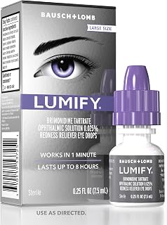 LUMIFY Redness Reliever Eye Drops: 1-Minute Redness Relief, Lasts 8 Hours for Whiter Brighter Eyes, 0.25 Fl Oz