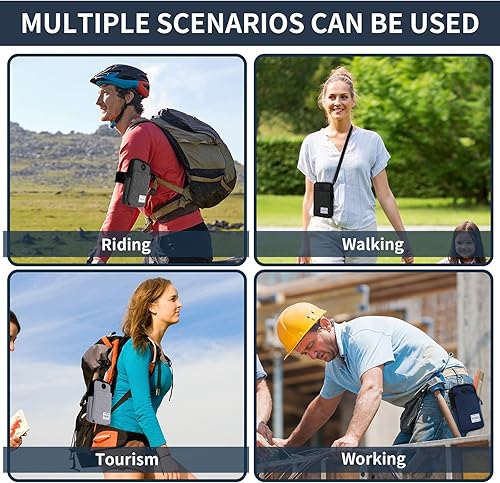 Miniatura 7 de Riñonera para teléfono celular, bolsa cruzada de viaje, pulsera deportiva con correa de hombro extraíble, Gris claro, Deportes