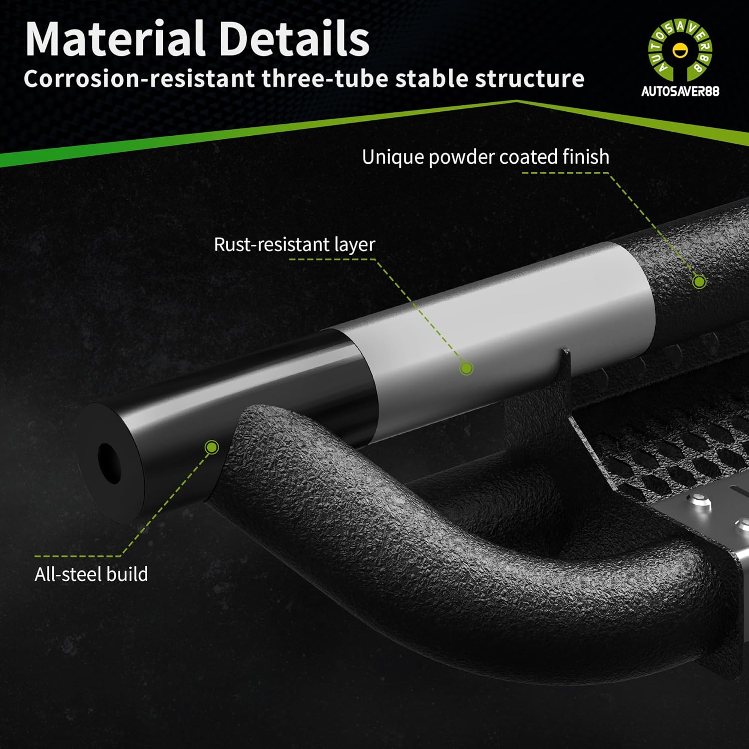 AUTOSAVER88 Running Boards Compatible with 2005-2023 Tacoma Double/Crew Cab Paintable Side Steps Rail Drop Nerf Bars Black