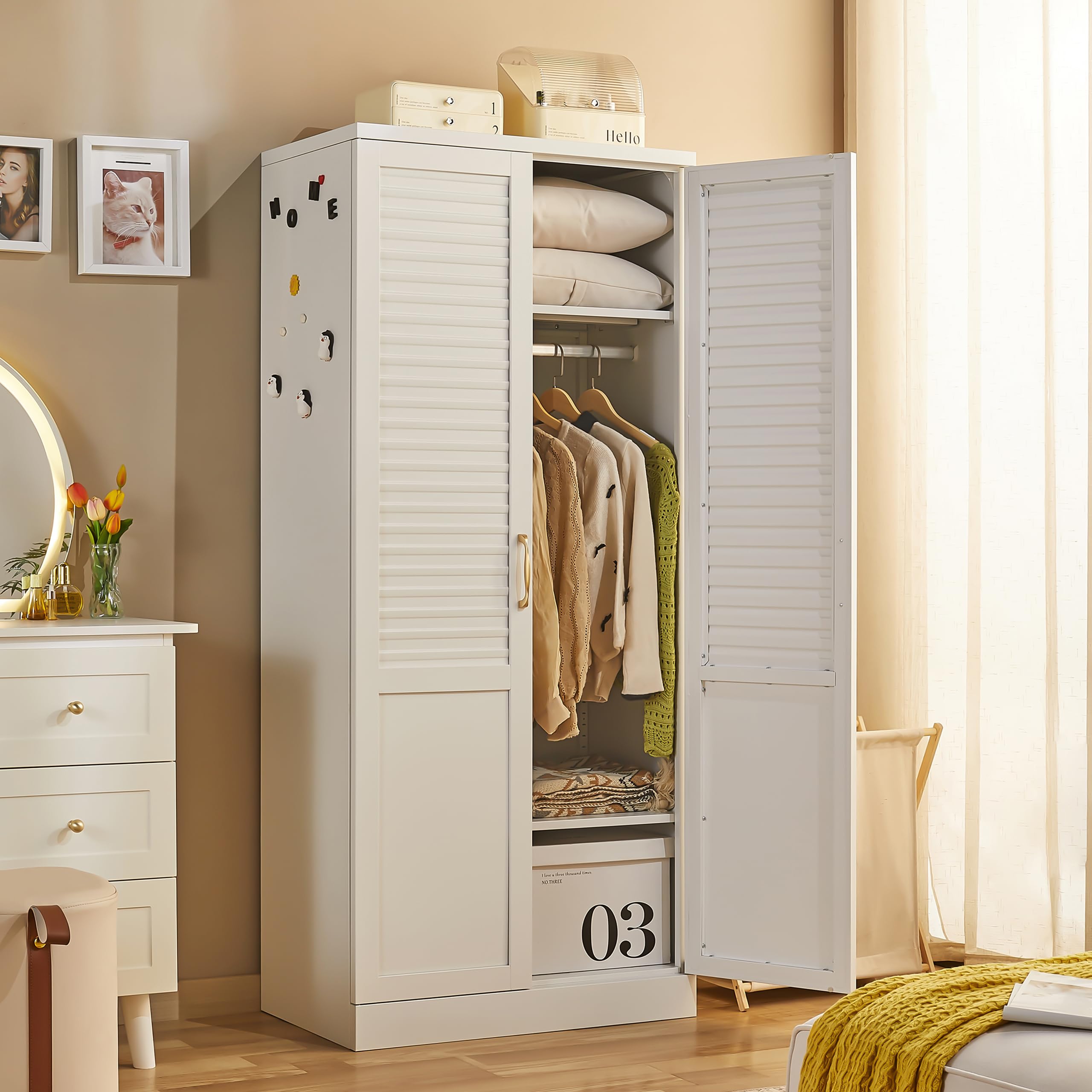 Amazon.com: UVGHPW Metal Wardrobe Closet with Louvered Doors