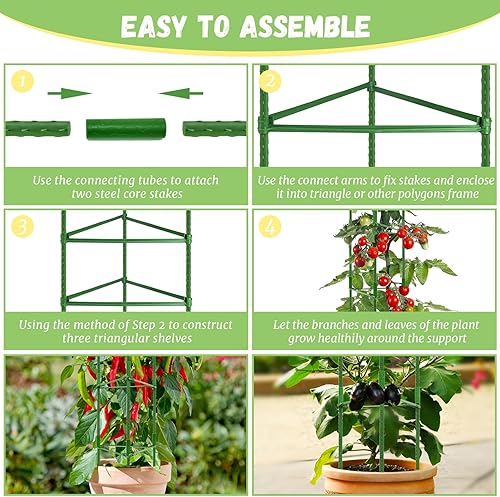 Miniatura 4 de Legigo Paquete de 6 jaulas de tomate para soporte de plantas de jardín, estacas de jardín de hasta 48 pulgadas, jaula de tomate para plantas en