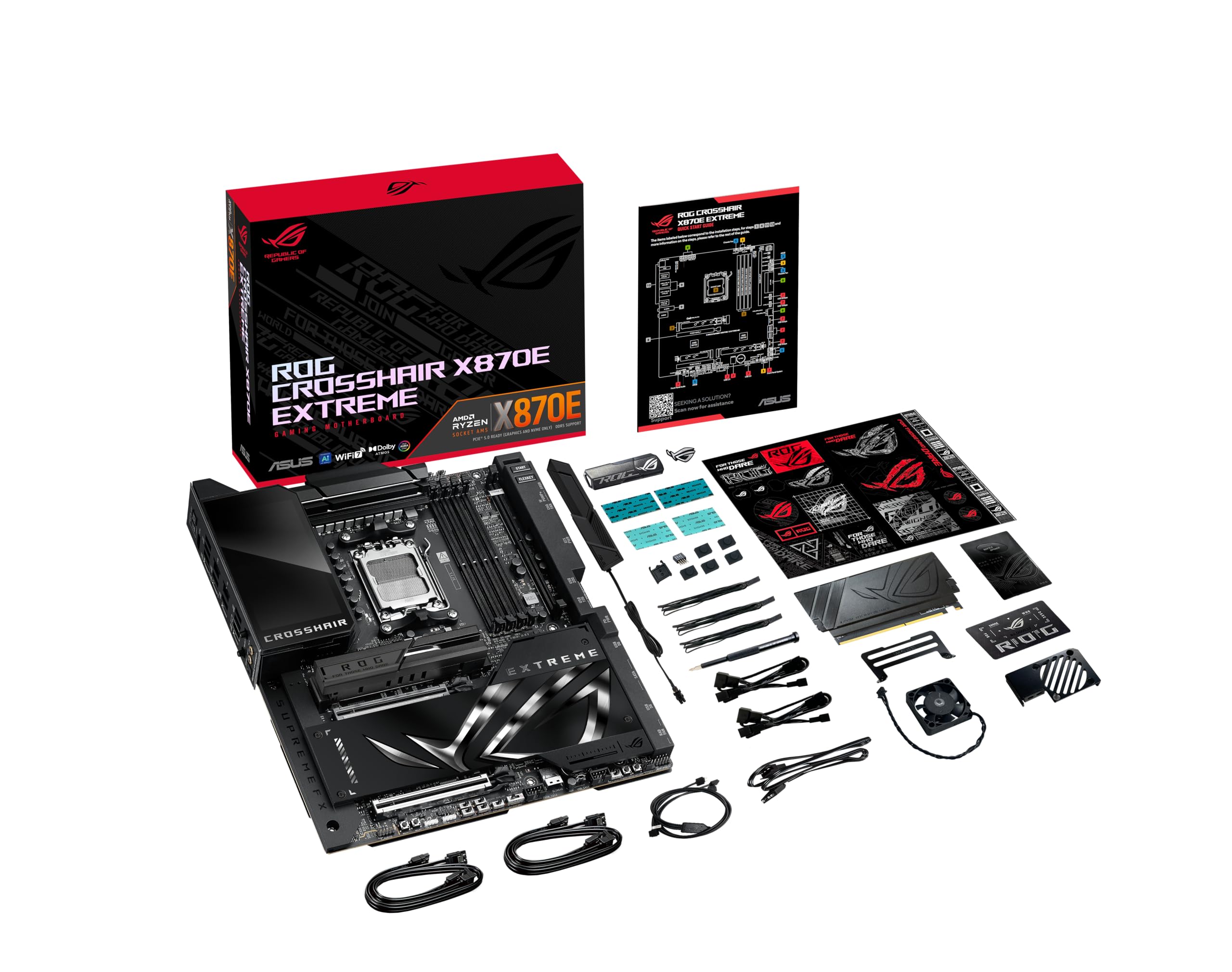 ASUS ROG Crosshair X870E Extreme AMD X870E AM5 E-ATX - Placa base para juegos, 20+2+2 etapas de potencia, DDR5, PCIe 5.0, 5X M.2, 5G y 10G LAN, Wi-Fi 7, USB4 Type-C, LCD de 5 pulgadas, overclocking AI