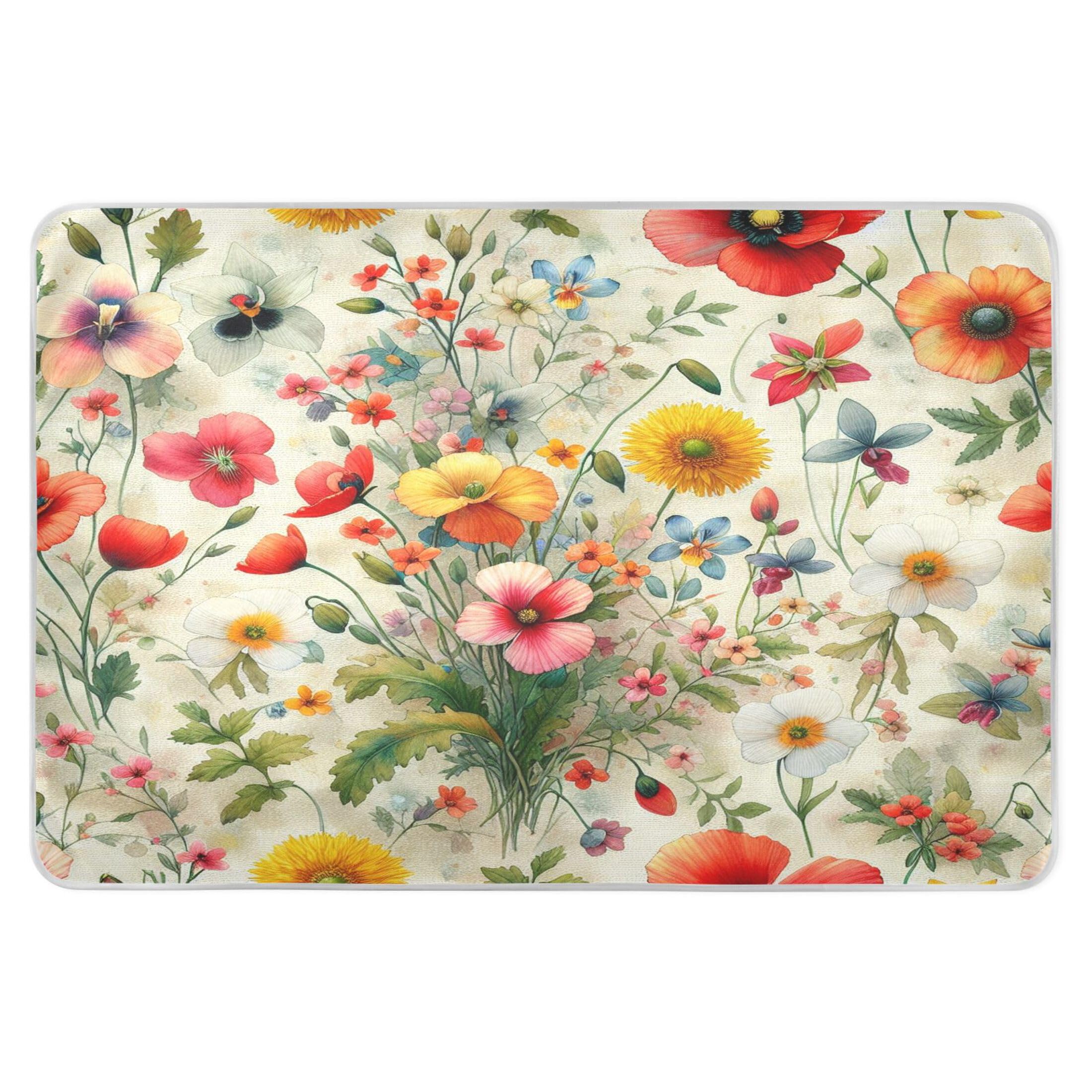 Takiito Watercolor Flowers Bed Pad Reusable Bed Underpad Washable Waterproof Leak-Proof Quick Dry Incontinence Pee Pad for Toddlers Kids Adults Pets 34x52 in