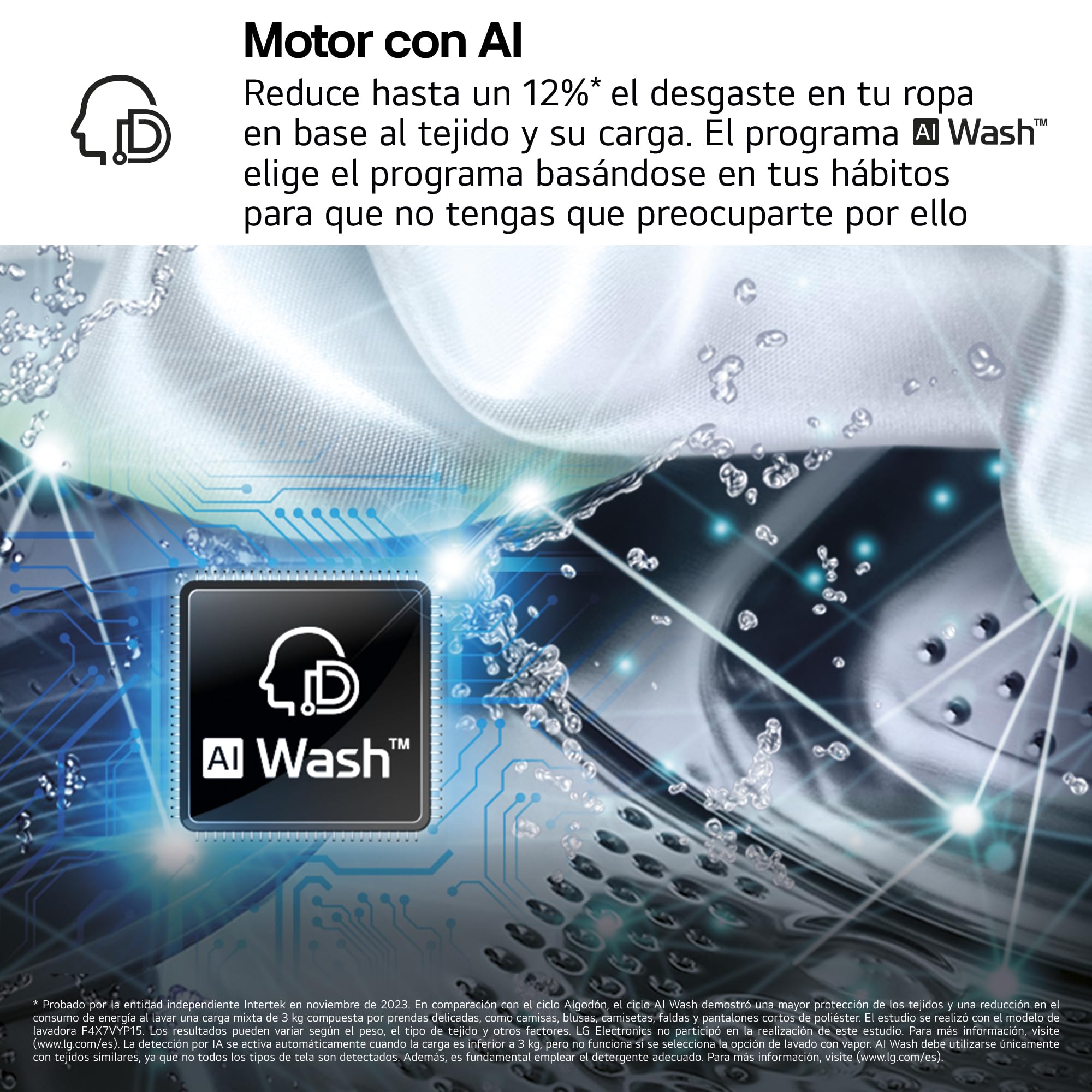 LG F4X9009TWCE Lavadora Inteligente, 9 Kg, 1400rpm, Carga Frontal, 23 Programas, AI Direct Drive, TurboWash 360º, 60% más eficiente que A, Serie 900, Blanca