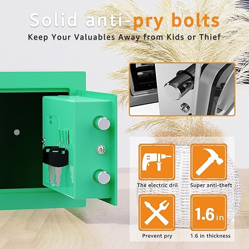 Miniatura 7 de PATRON caja fuerte pequeña con llave, mini caja fuerte para dinero, pequeñas cajas fuertes para monedas para el hogar con código, pequeña caja con