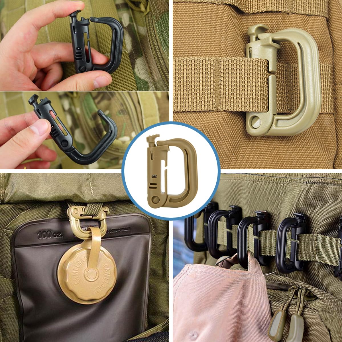 MUCHER Molle Tasche Taktische Hüfttaschen EDC Utility Bauchtasche Hüfttasche mit 3 Haken für Outdoor Wandern Jagdcamping Training (B - Khaki - 2 Stück)
