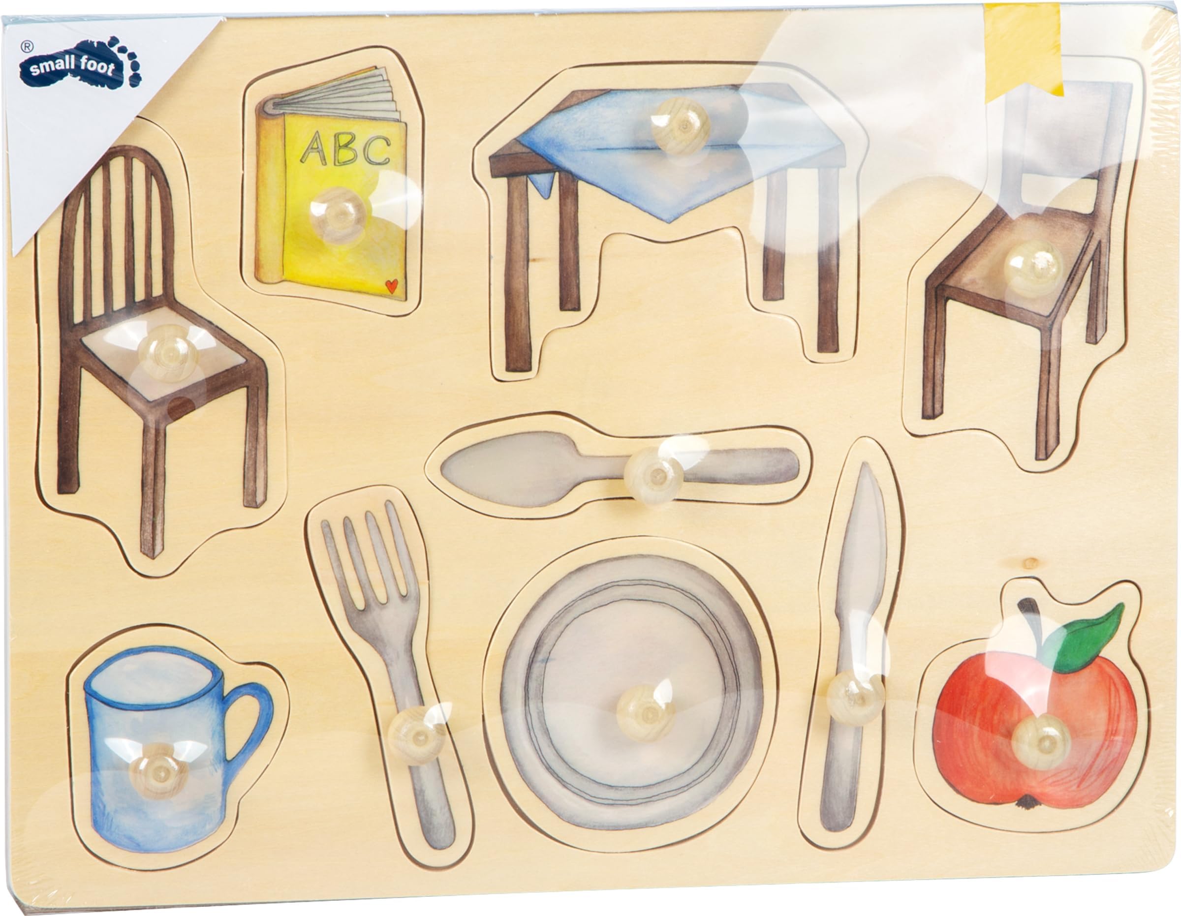 Small Foot Set Da Pranzo In Legno FSC 100% - 14 Pezzi Di Cibo Giocattolo Per Bambini Dai 3 Anni - Gioco Educativo Con Succo, Limone E Gelato