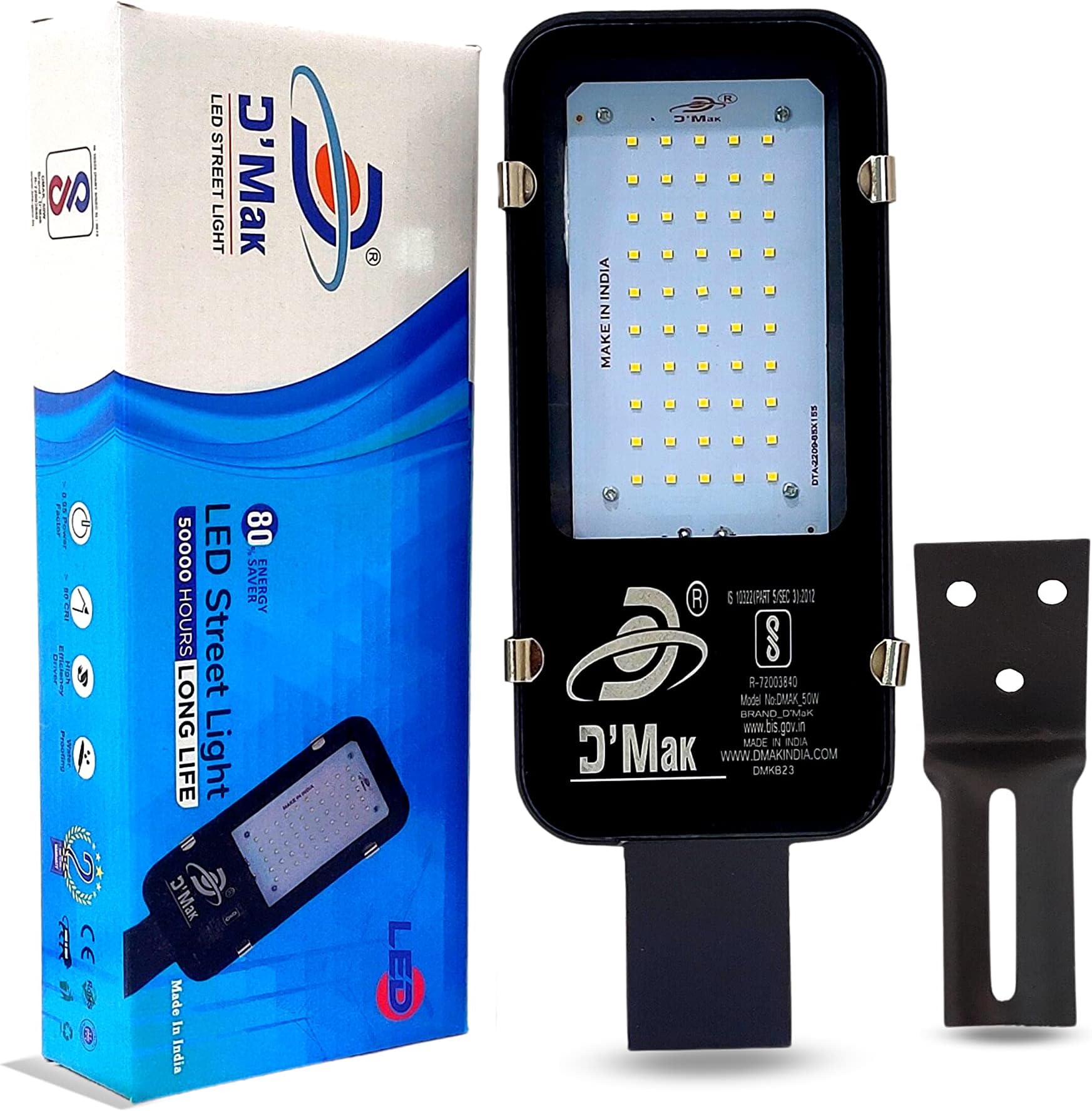 Sponsored Ad - DMAK Multi Traders D'Mak 50 Watt White LED Chip Street Light, Waterproof Outdoor Rectangular Outdoor Street Light for Hospitals, Offices, Showrooms and Parking, 230V, Pack of 1