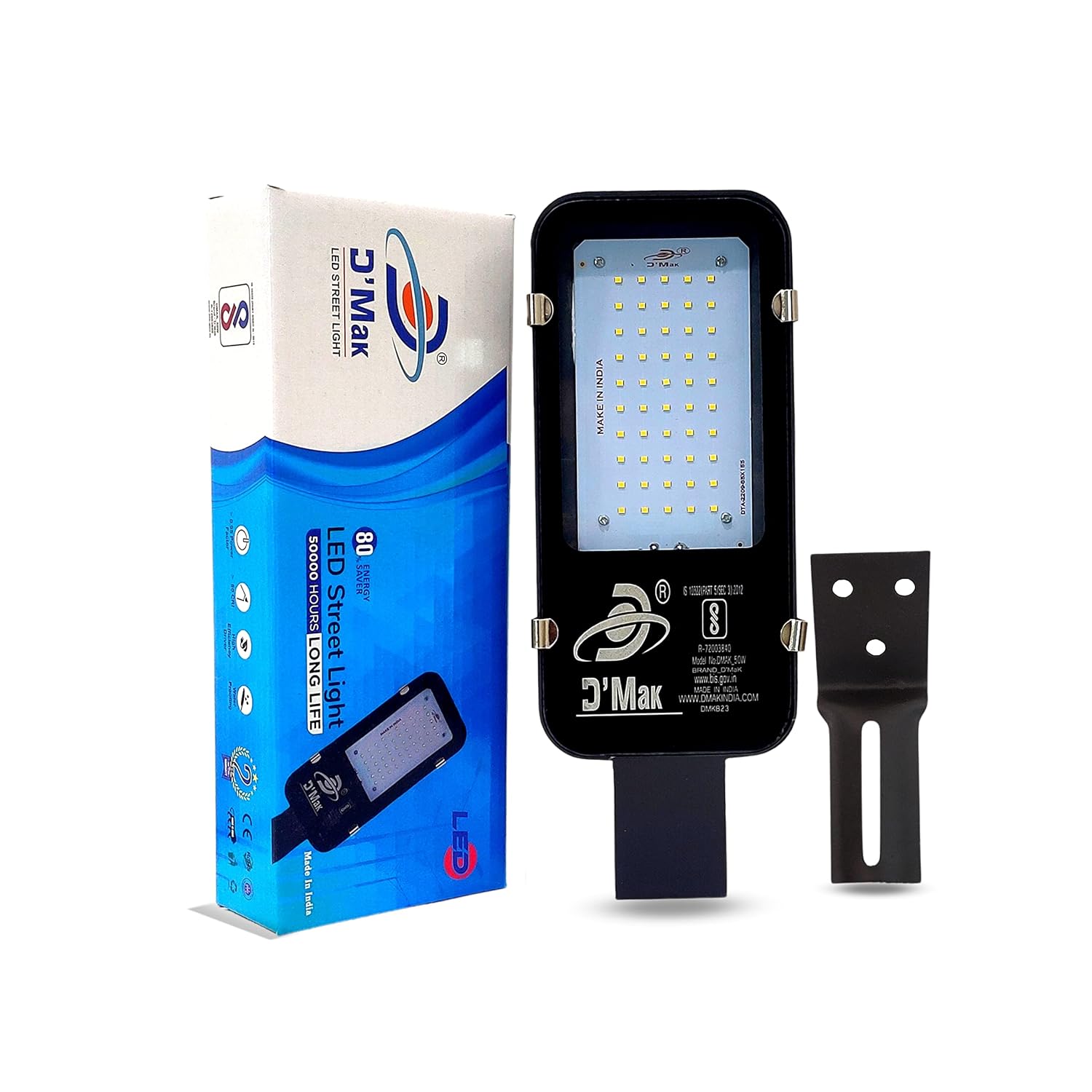 DMAK Multi Traders D'Mak 50 Watt White LED Chip Street Light, Waterproof Outdoor Rectangular Outdoor Street Light for Hospitals, Offices, Showrooms and Parking, 230V, Pack of 1