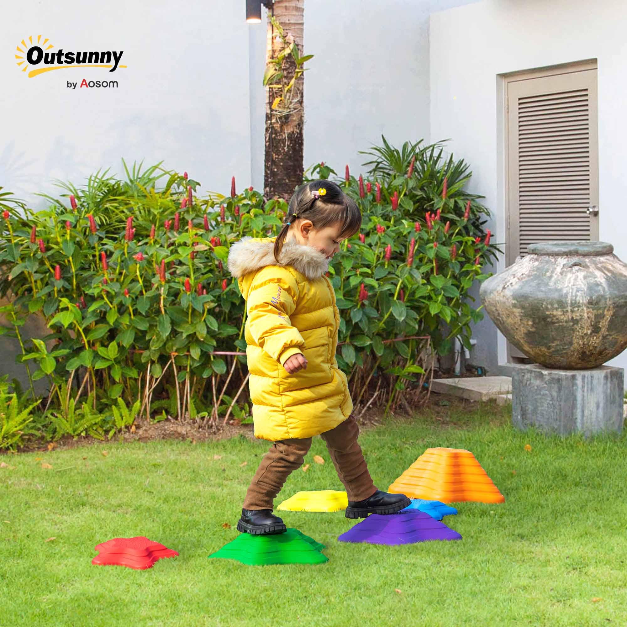 Outsunny Balance Stepping Stones Kids, 6-Piece Starfish Style Non-slip Obstacle Course, Stackable Balance Blocks - Image 2