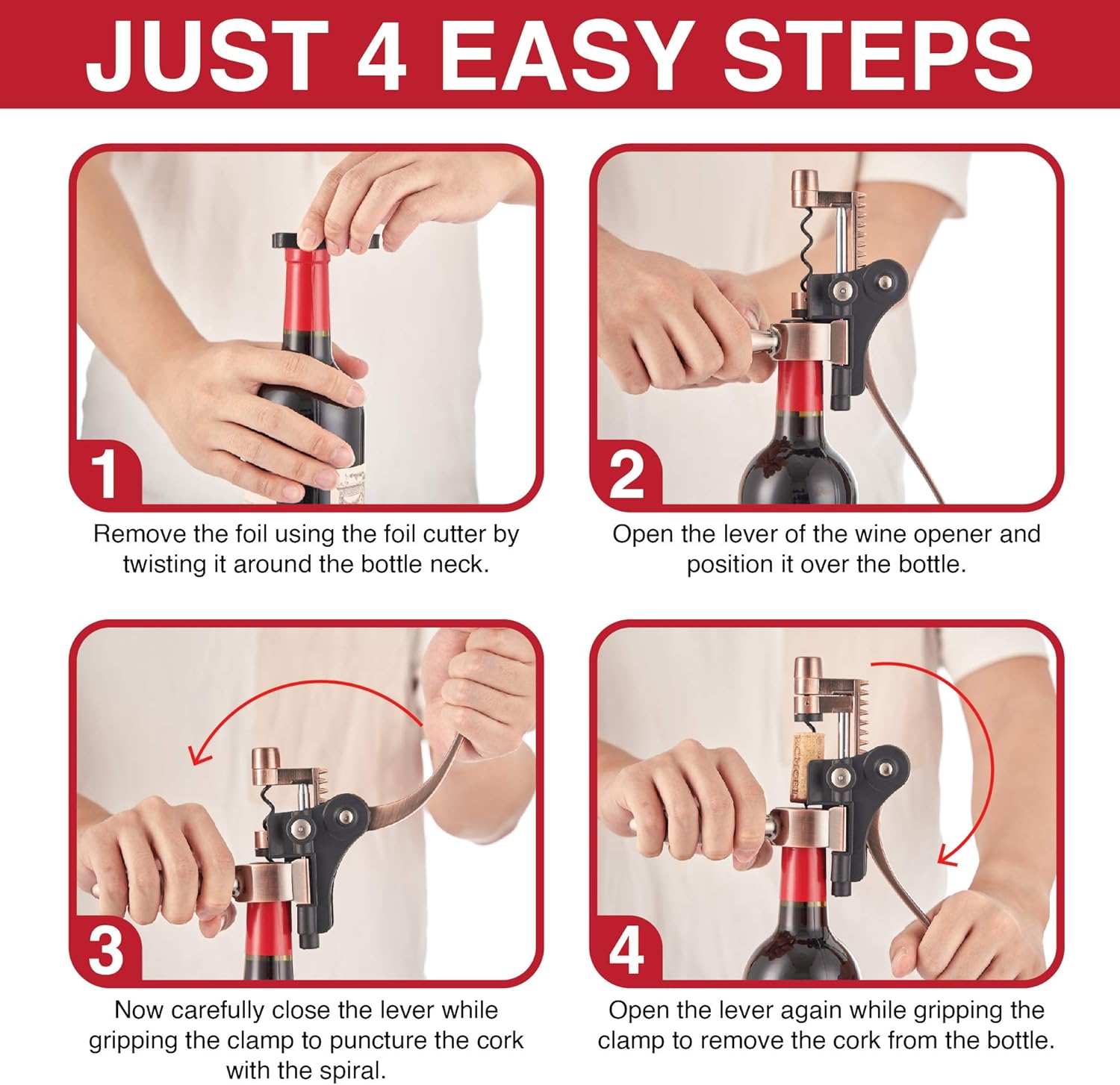 Wine Ziz Black Screwpull Lever Corkscrew Wine Bottle Opener Set with