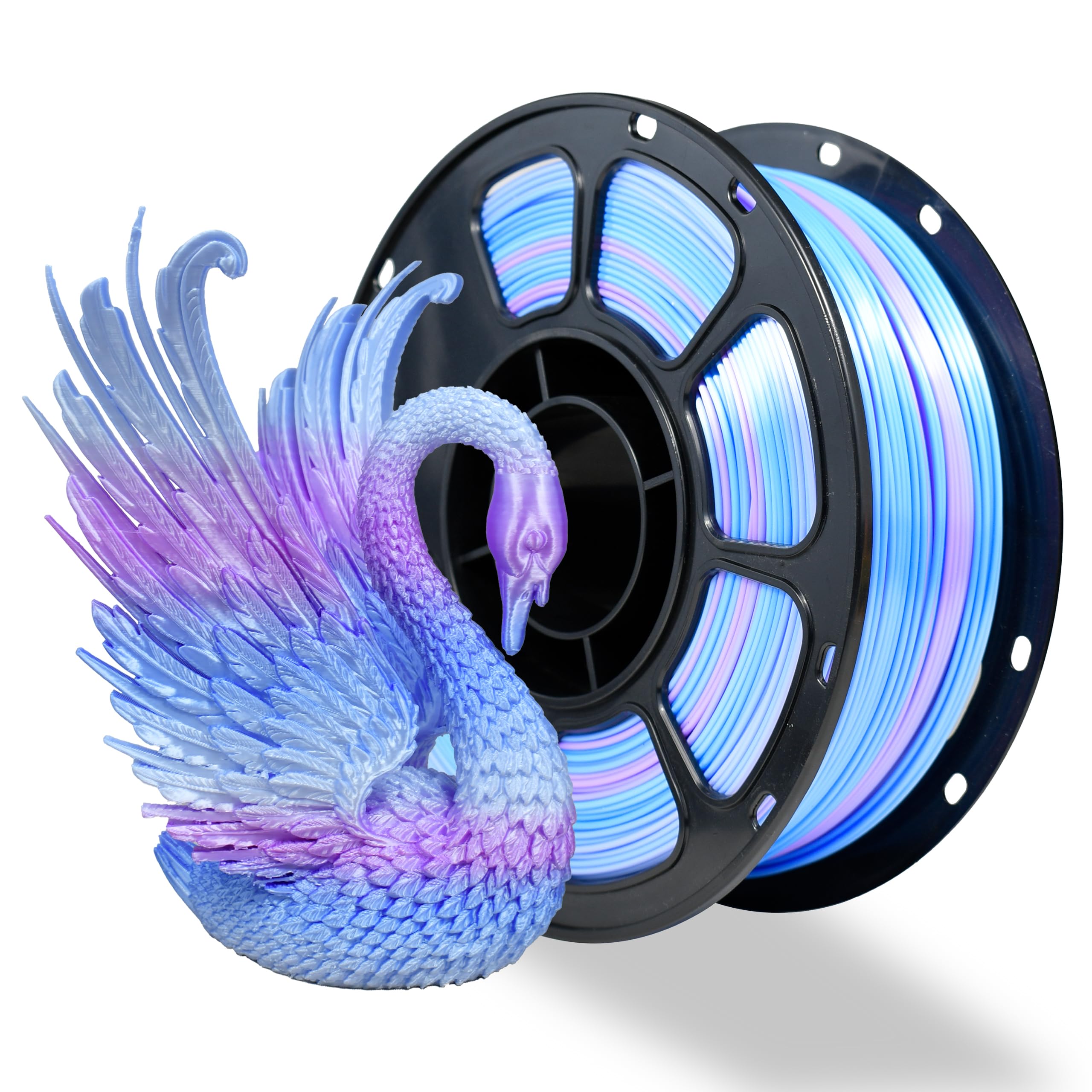 iBOSS Silk PLA+ Gradient 3D Printing Filament, 1KG Spool 1.75mm Silk Shiny Purple Blue Gradient Printer Filament 2.2lb Brighter New Version, Neatly Wound 3D Printing Filament Compatible