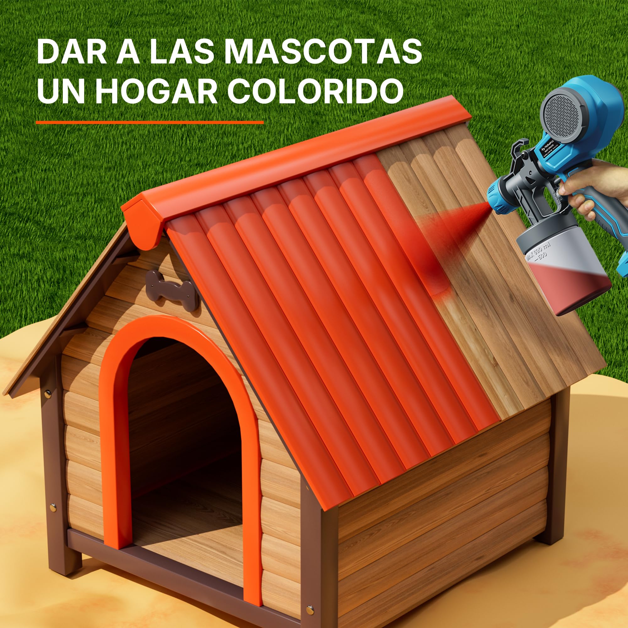 Tilswall Pistola Pintura Alien500 Ideal para Principiantes, Eléctrico Pistola de Pintura Ultraligera Fácil de Usar y Limpiar, Multiusos con 4 boquillas y 3 Patrones para Paredes y Techos