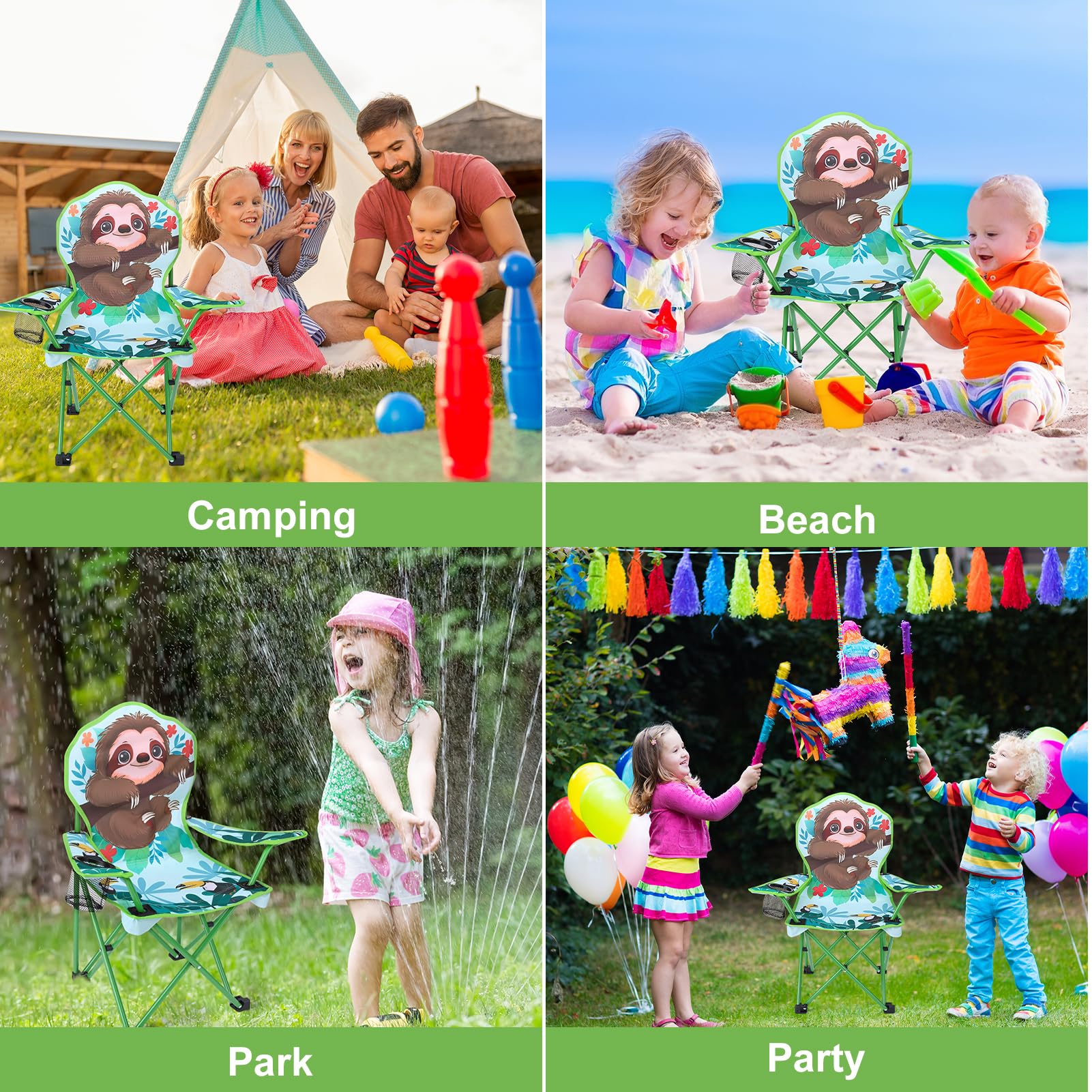 Silla de camping para niños con soporte para bebidas, silla plegable para exteriores, silla plegable portátil, silla de jardín para niños, fuerte y estable, silla de camping infantil para