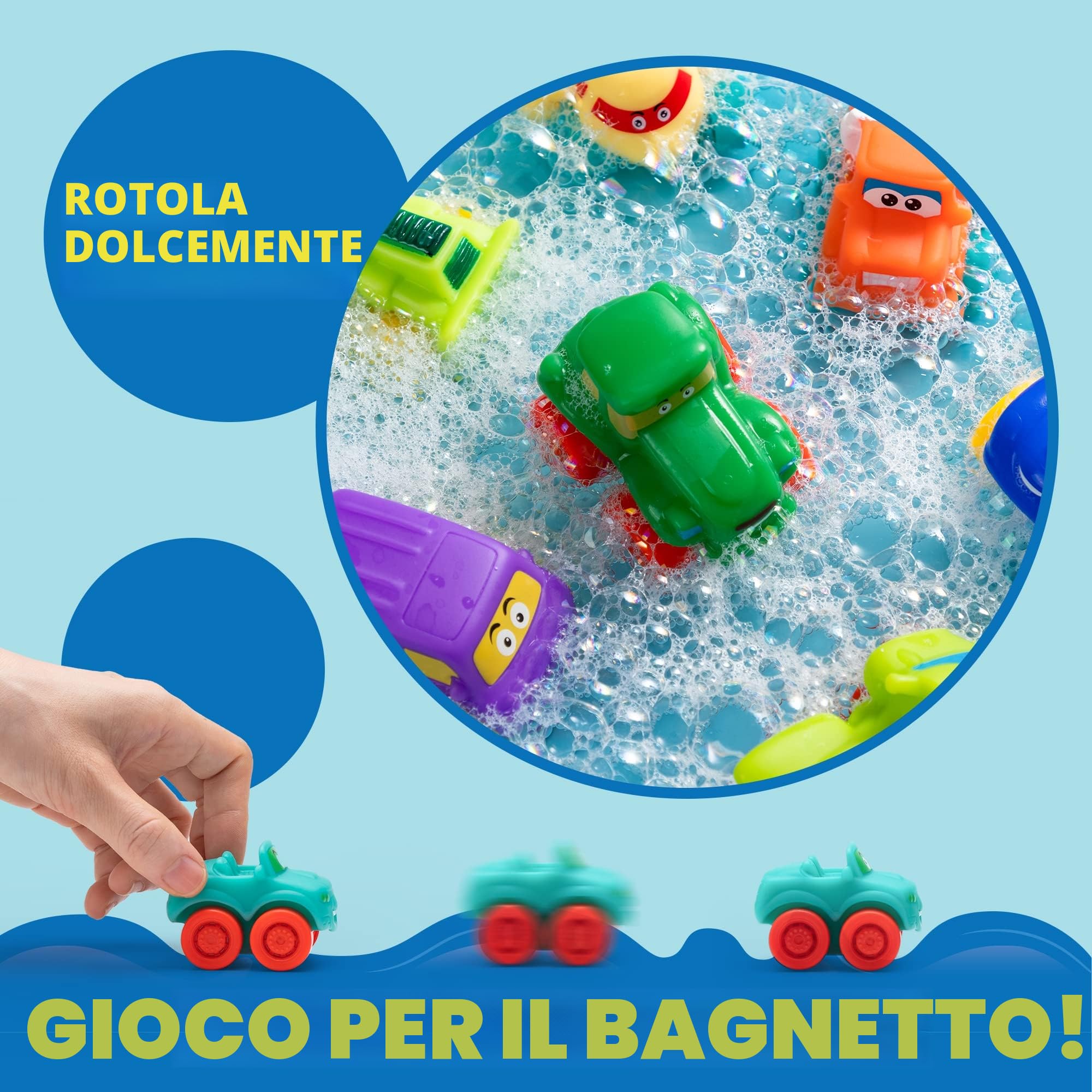 JOYIN 16 Pezzi Macchinine dei Cartoni Animati, Set di Macchinine in Gomma Morbida, Mini Veicoli Giocattolo, Macchinina da Bagno per Bambini Piccoli, Regalo per Compleanno di Ragazzi e Ragazze