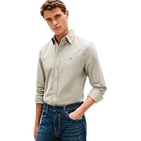 Tommy Hilfiger Uomo Camicia Flex Dobby in Cotone, Verde (Dark Artichoke)