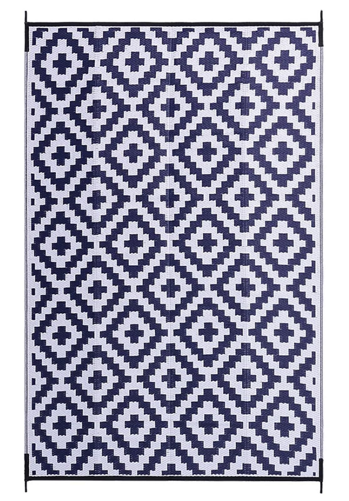Dywan na zewnątrz, Dywaniki na taras, podwórko, piknik rodzinny, balkon, dywaniki do ogrodu, kempingu(Blue White,6X9inch(180x270cm))