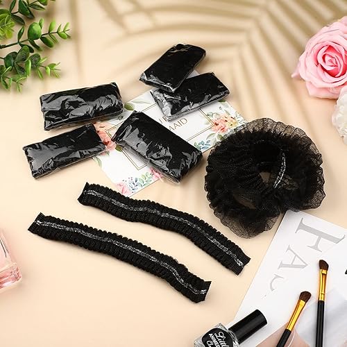 Miniatura 4 de Juego de 150 piezas de brasier desechable para spa, 50 sombreros de red para el cabello, desechables, 50 sujetadores negros de belleza, 50 tangas,