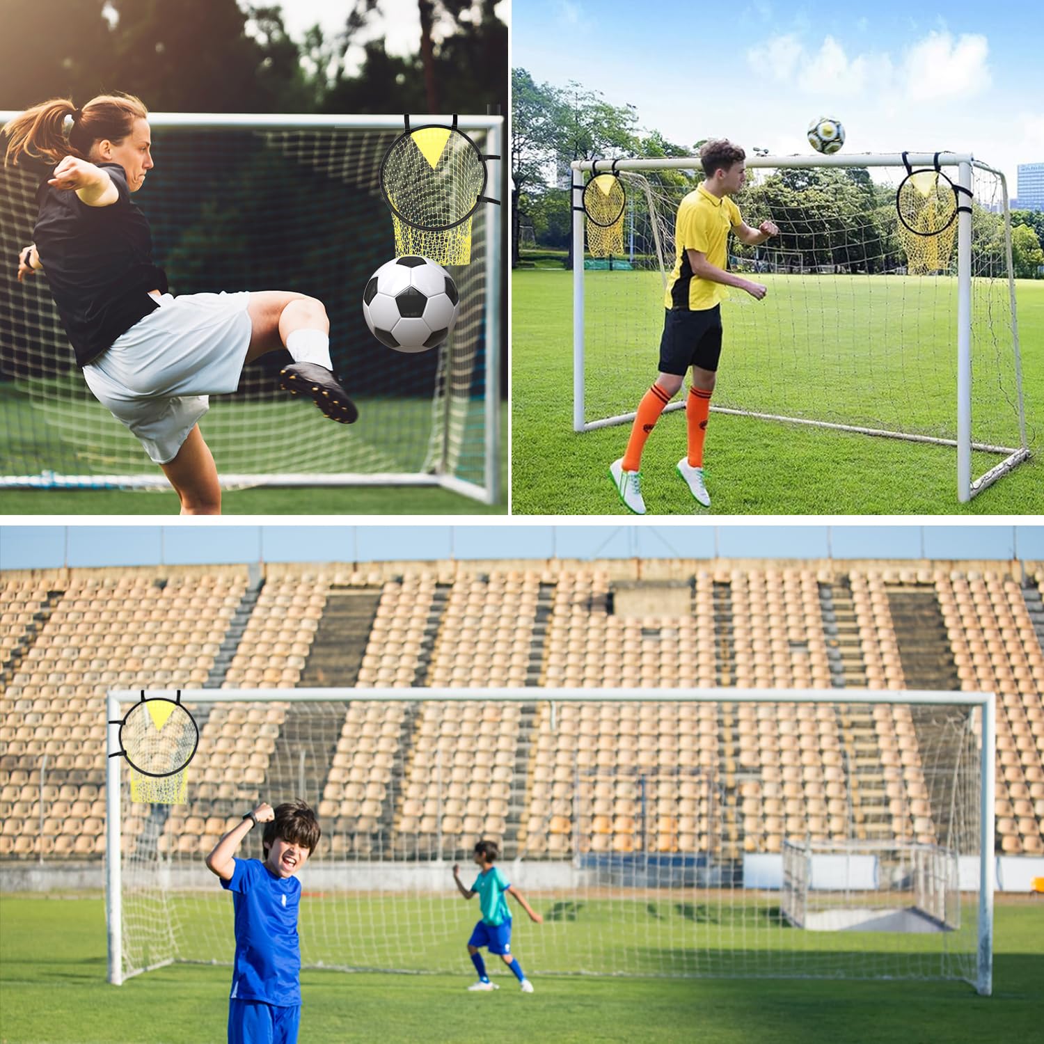 Rete da calcio pieghevole, confezione da 2, attrezzatura per allenamento da calcio, durevole e portatile, bersaglio per pratica di tiro, giochi in cortile, bambini e adulti (uso interno/esterno