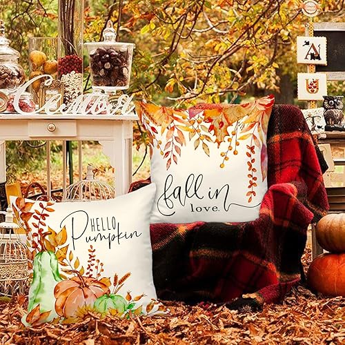 Miniatura 2 de Ywlake Juego de 4 fundas de almohada de otoño de 16 x 16 pulgadas, diseño de girasol, calabaza, girasol, vacaciones, 16 x 16 pulgadas, fundas de