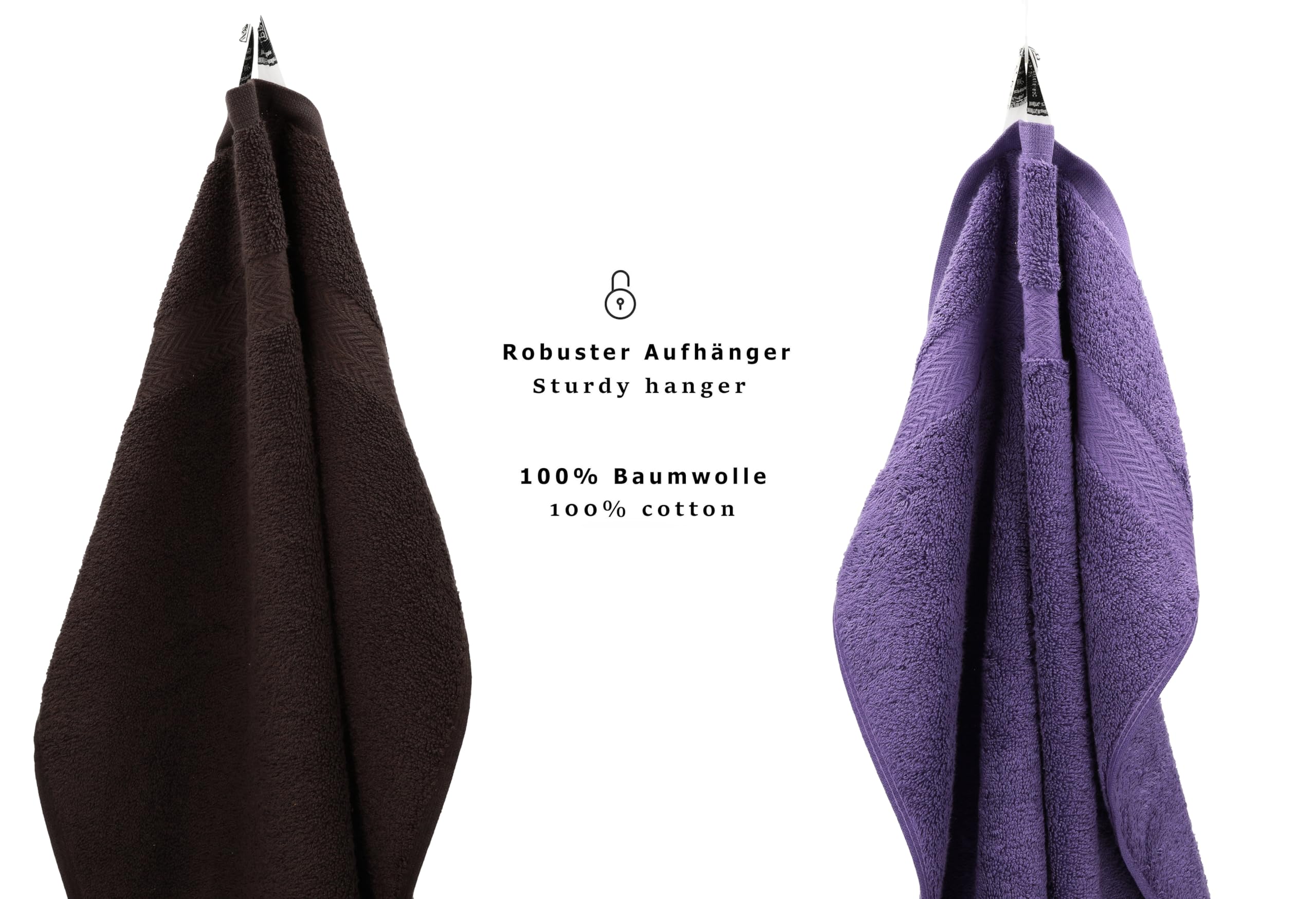 Betz Juego de 10 Toallas Classic 100% algodón 2 Toallas de baño 4 Toallas 2 Toallas de Mano 2 Toallas Cara de Color marrón Oscuro y Morado