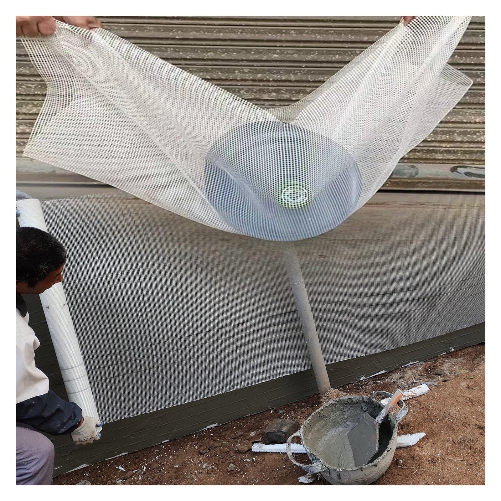 Vetroresina Riparazione Di Pareti Rotolo di rete in stucco in fibra di vetro per pareti isolanti, rete in fibra anti-fessurazione su parete, rotoli di tessuto in calcestruzzo impermeabile per il(Hole