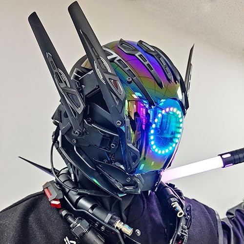 Miniatura 4 de Máscara LED punk cosplay para hombres, máscara de Halloween para fiestas y festivales de música