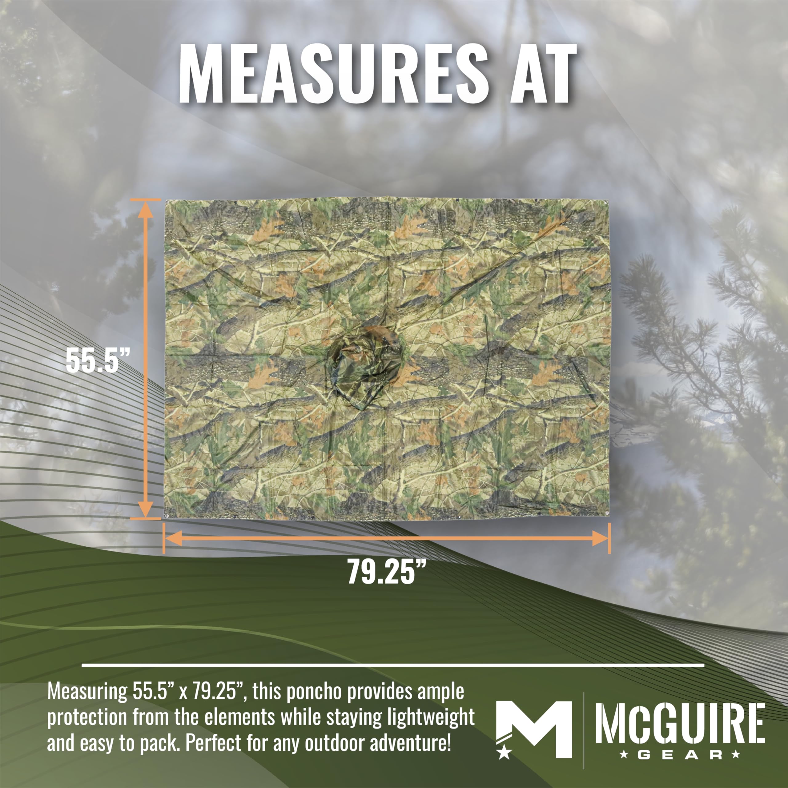 M MCGUIRE GEAR Poncho de lluvia militar con capucha, chaqueta de lluvia de emergencia para exteriores, poncho impermeable para adultos, senderismo, camping