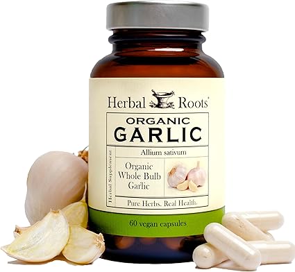 Herbal Roots Organic Whole Bulb Garlic Pills - Potent Extra