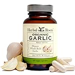 Herbal Roots Organic Whole Bulb Garlic Pills - Potent Extra Strength | 600 mg - 60 Organic Vegan Capsules