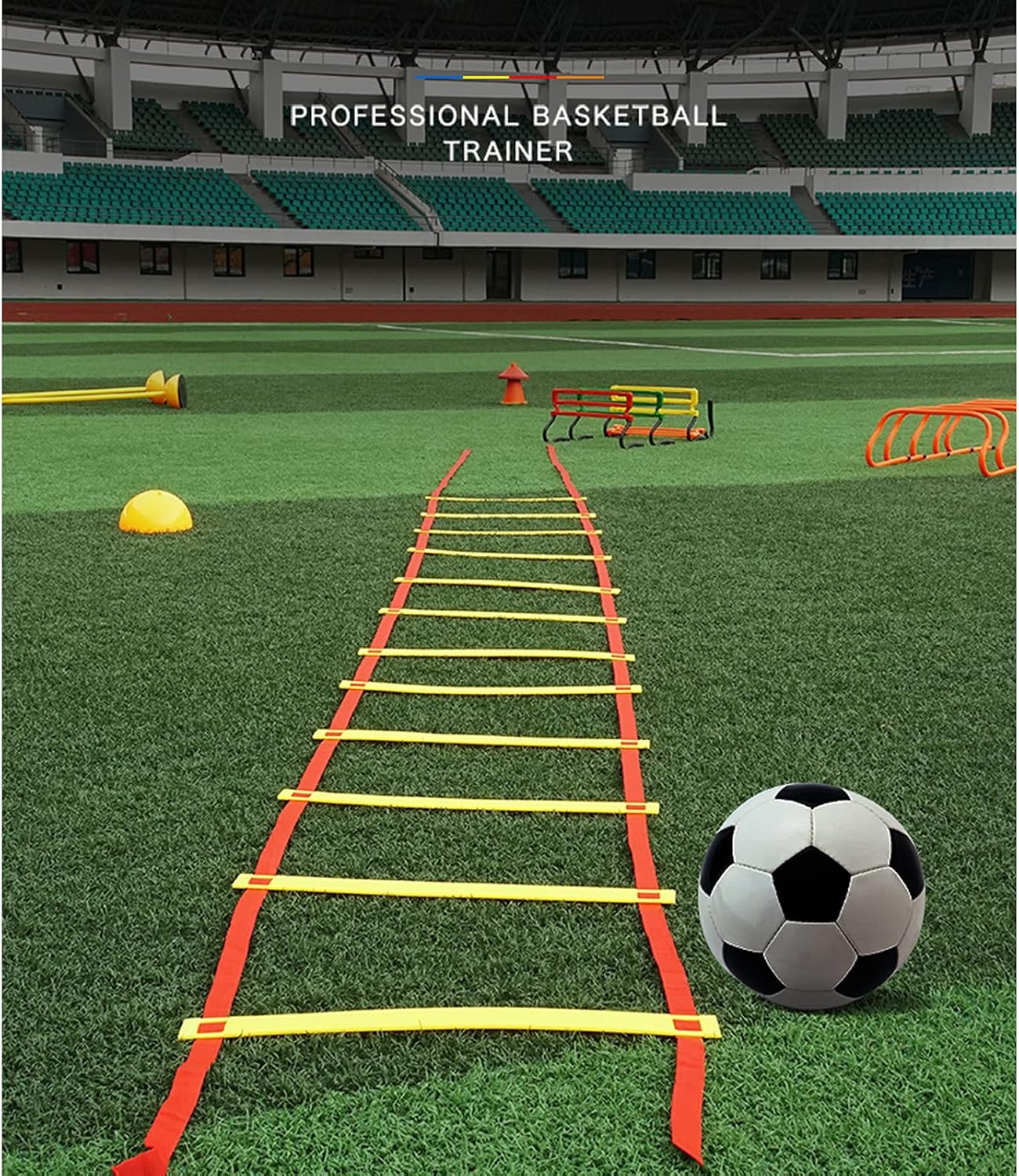 Agility Ladder Agility Ladder Speed Ladder,Football Flexibility Training Jumping Ladder,for Athletic Footwork - Sports Drills,with Bag(Size:16 Rung,Color:Black)