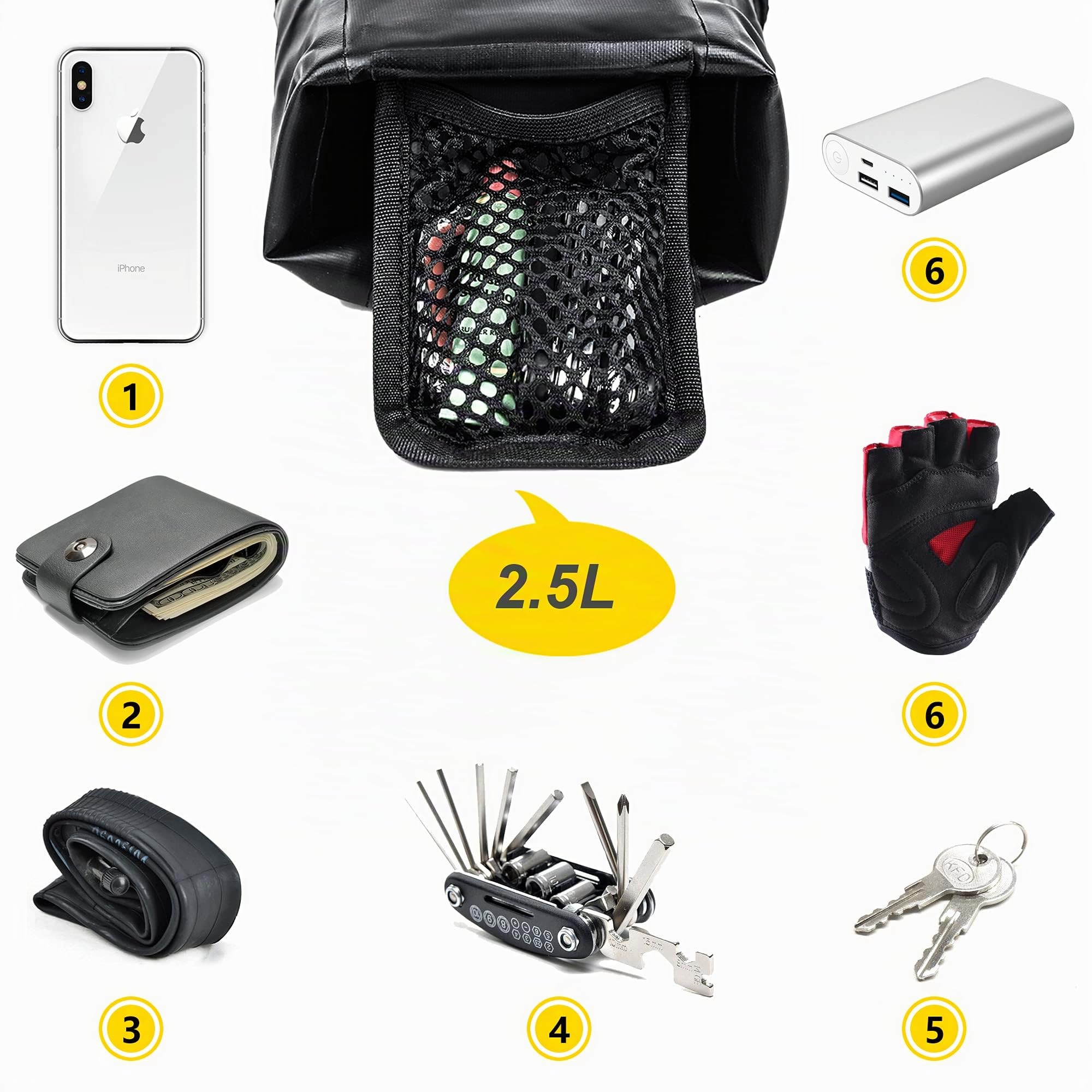 Rhinowalk Borsa da sella per bicicletta, 1,5/5/10/13 l, impermeabile, portatile, per mountain bike e strada