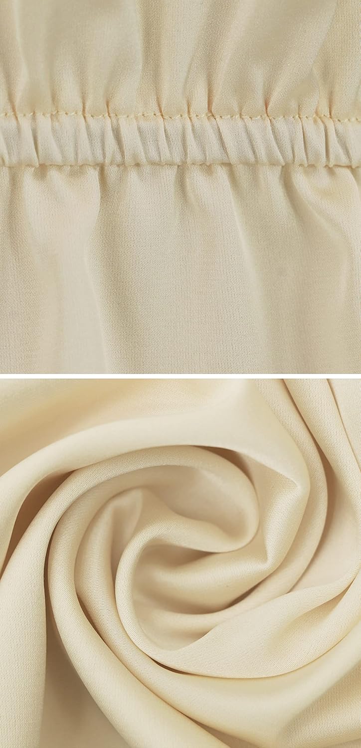 R.Vivimos Women's Satin Dress Long Sleeve Casual Wrap Ruched Tie Waist Party Mini Dress - Image 6