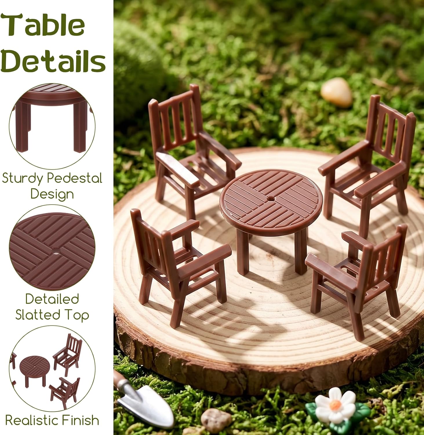 20PCS Miniature Dollhouse Furniture Set Table and Chairs 1/50Scale