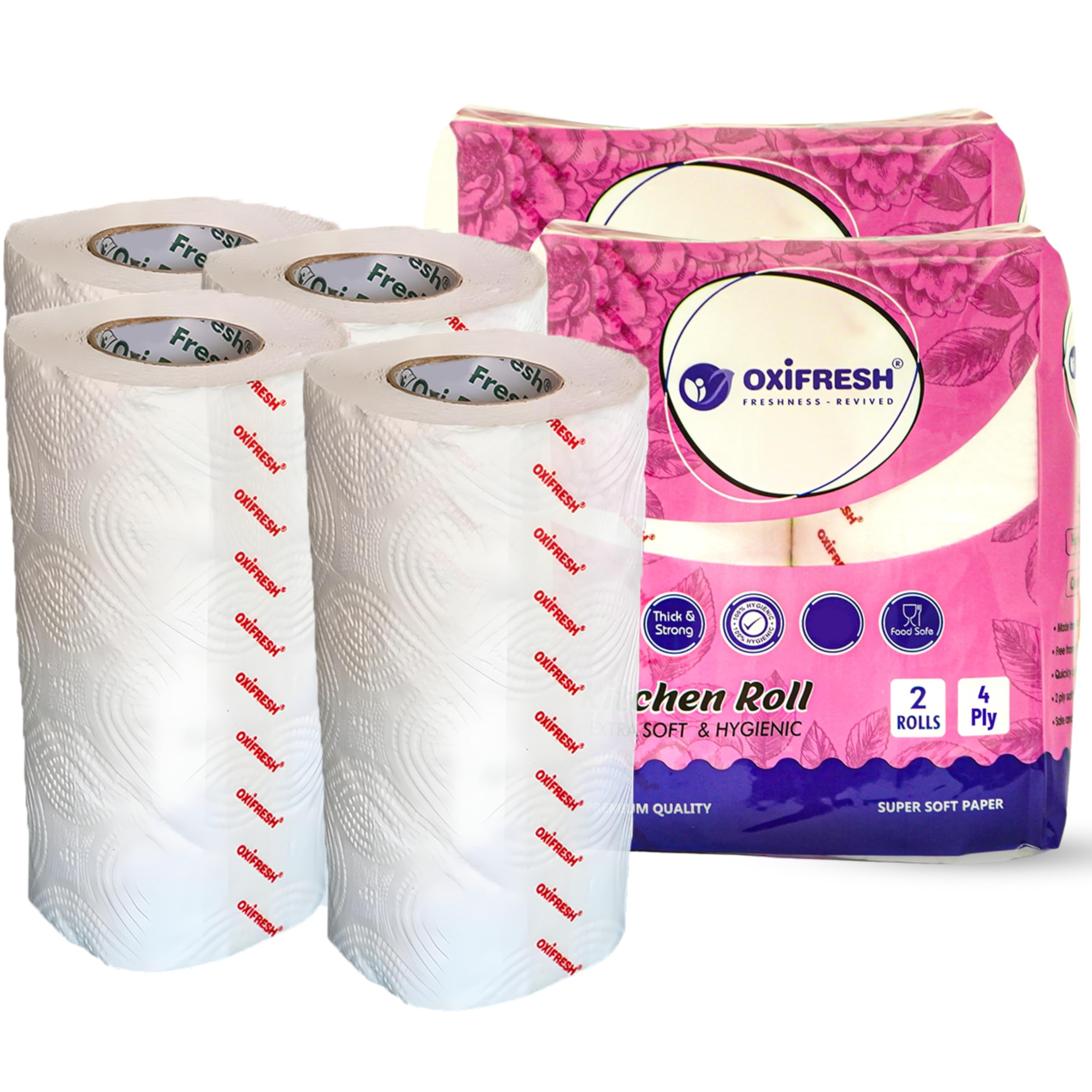 Oxifresh Kitchen Tissue Roll 4 ply | Kitchen towel | Durable, Sturdy, Absorbent, Hygienic, Disposable | 100 pulls/roll | Pack of 4 (2x2) | 400 pulls | Economy Pack-image-27