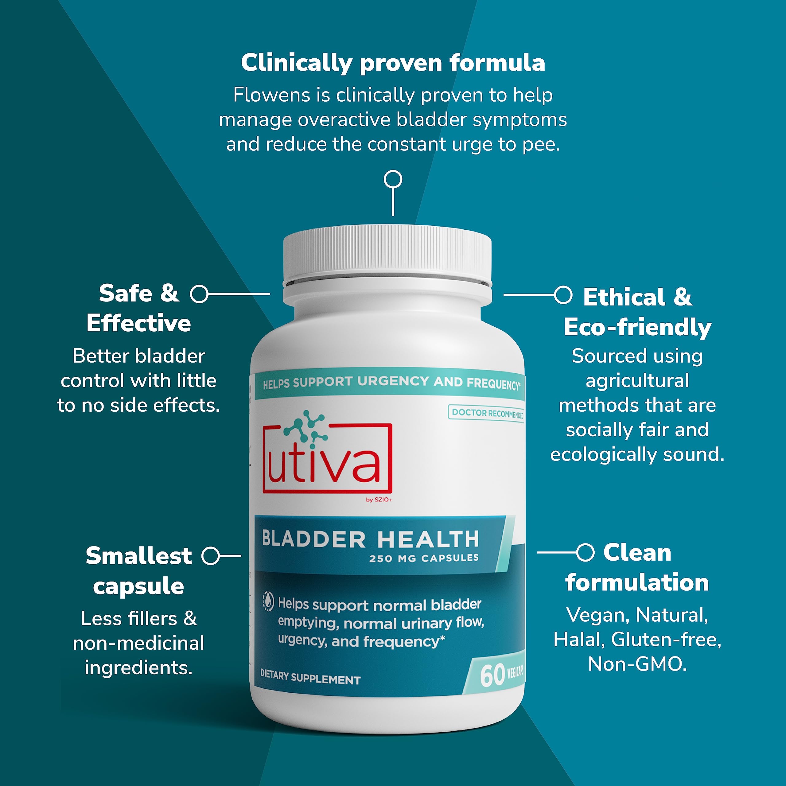 Utiva Bladder Health, Overactive Bladder & Urgency Support, 60 Capsules — Amazon image 3