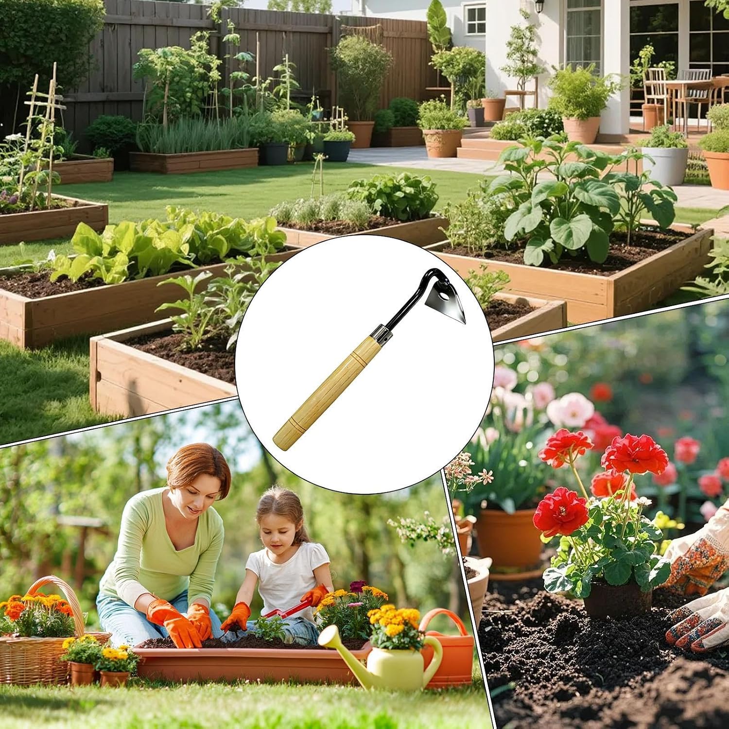Hoes for Gardening | Wood Handle Steel Heavy Duty Handheld Trowel | Hand Hoe Garden Tool,for Digging Planting Loosening Soil Transplanting Gardening Farming Outdoor Courtyard Field Vegetable