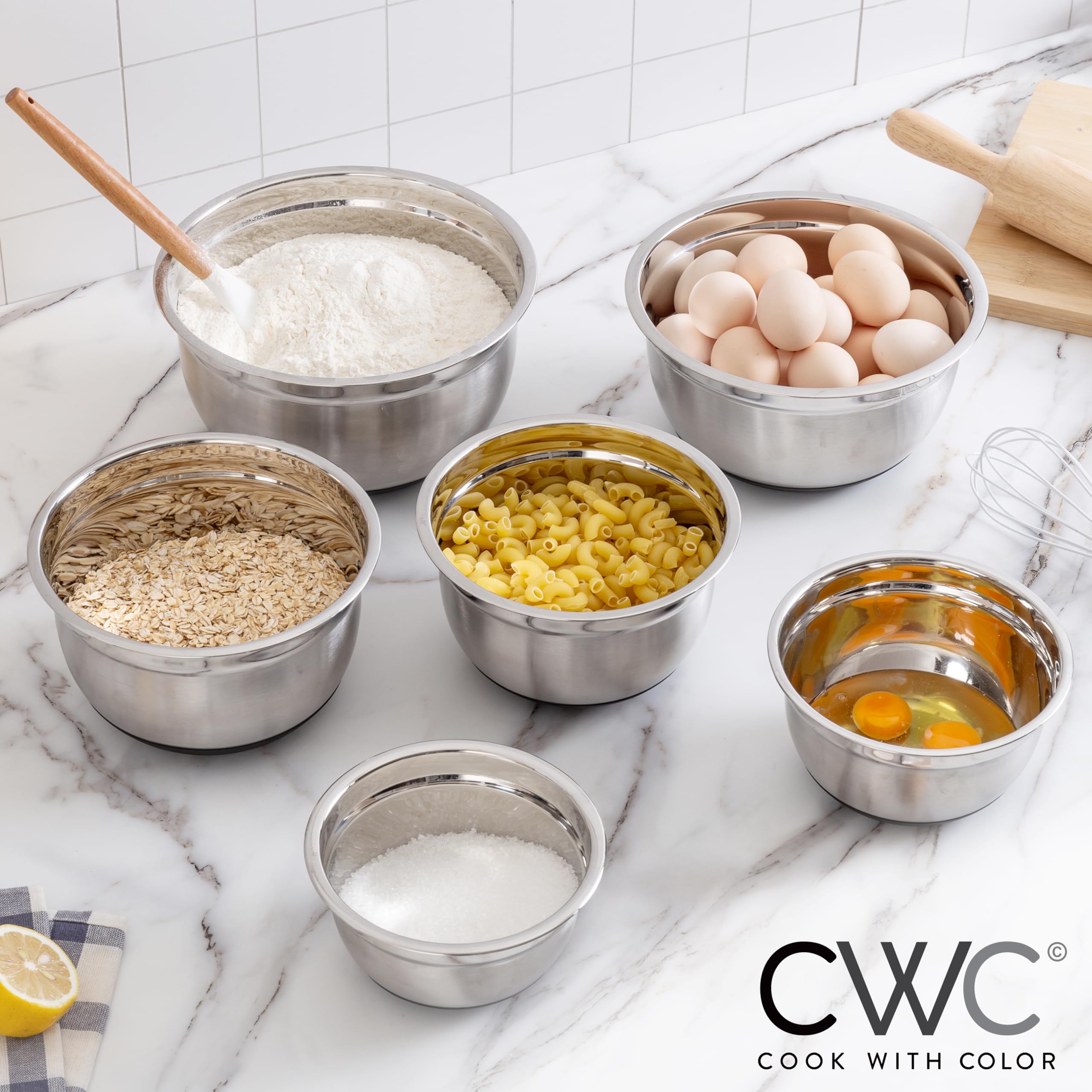 新品未使用 ABC Cooking Studio 3piece bowl set Amazon.com: COOK WITH COLOR Stainless Steel Mixing Bowls Set with
