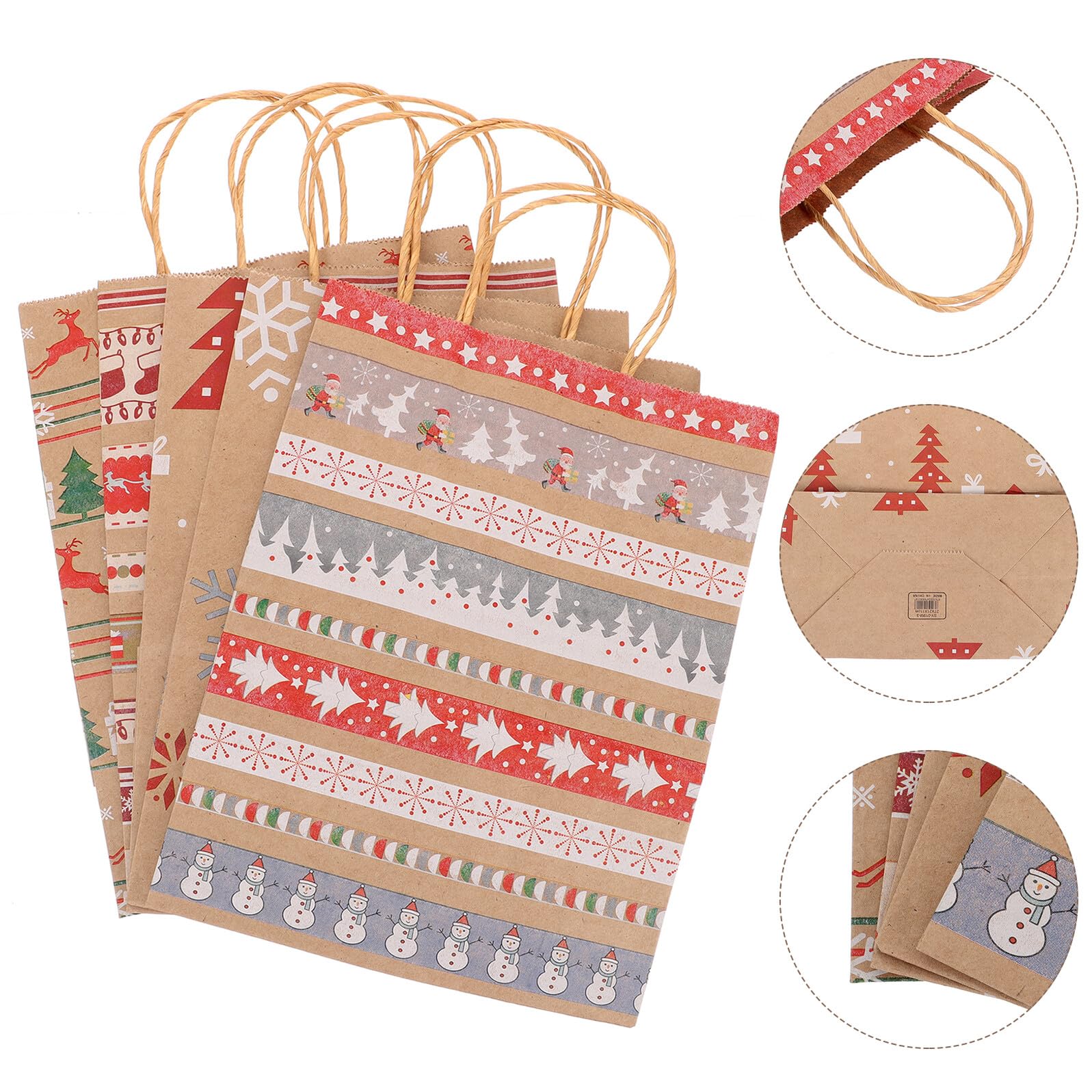 Mikinona 20pezzi Sacchetto di Carta Kraft per Caramelle Natalizie Sacchetti Regalo di Natale in Carta Kraft Sacchetti per Caramelle Natalizie Colore Casuale