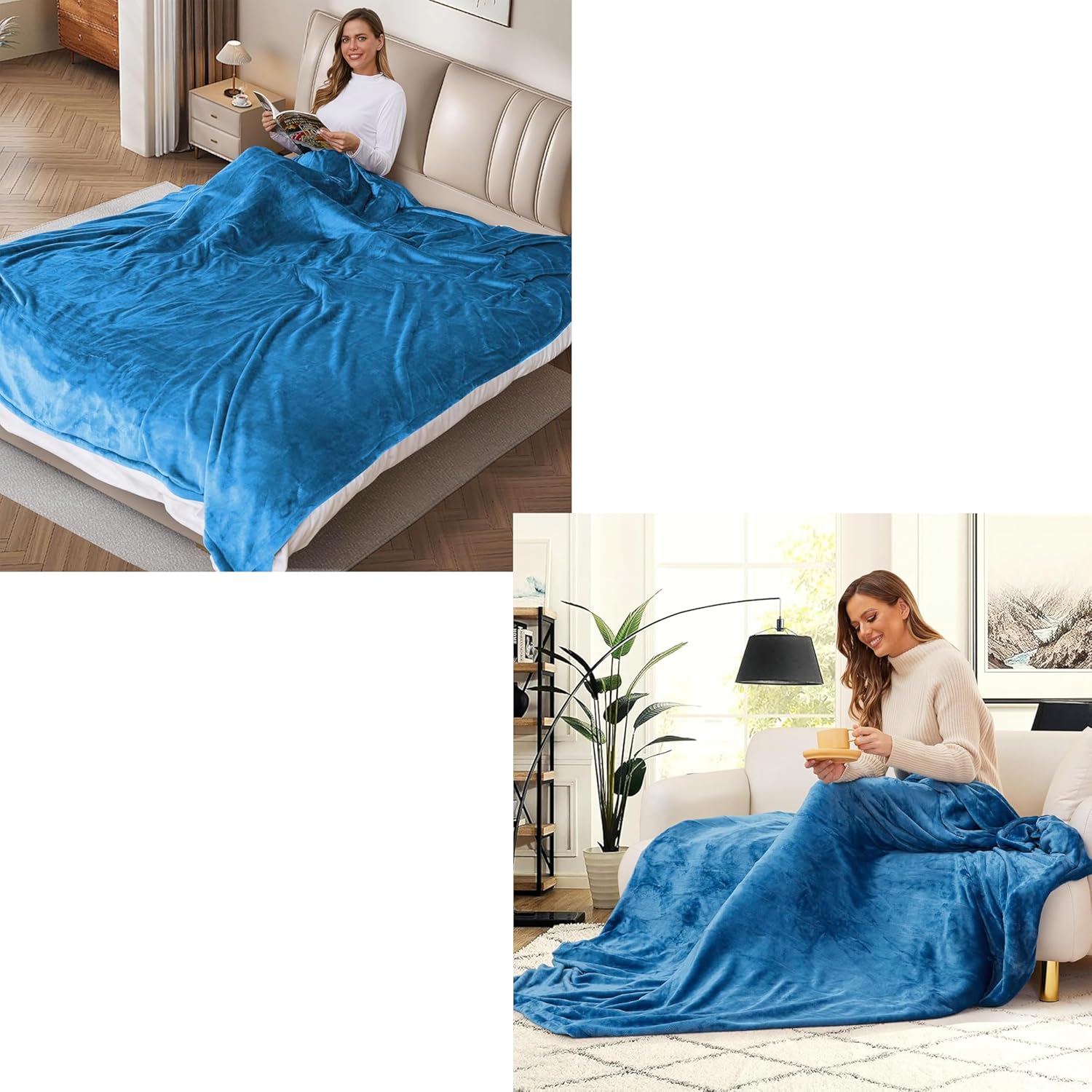 Heated Blanket 72" x 84" Full & 62" x 84" Twin Soft Flannel