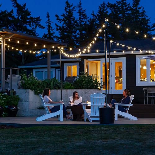 Miniatura 5 de Soporte de poste de luz para exteriores (paquete de 2) - 9.5 pies, negro, resistente con base de tanque independiente para césped, patio, terraza, 2