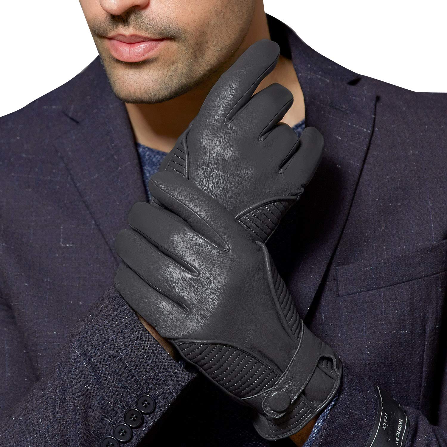 Buy Winter Gloves Men Warm Driving Leather Gloves Motorcycle