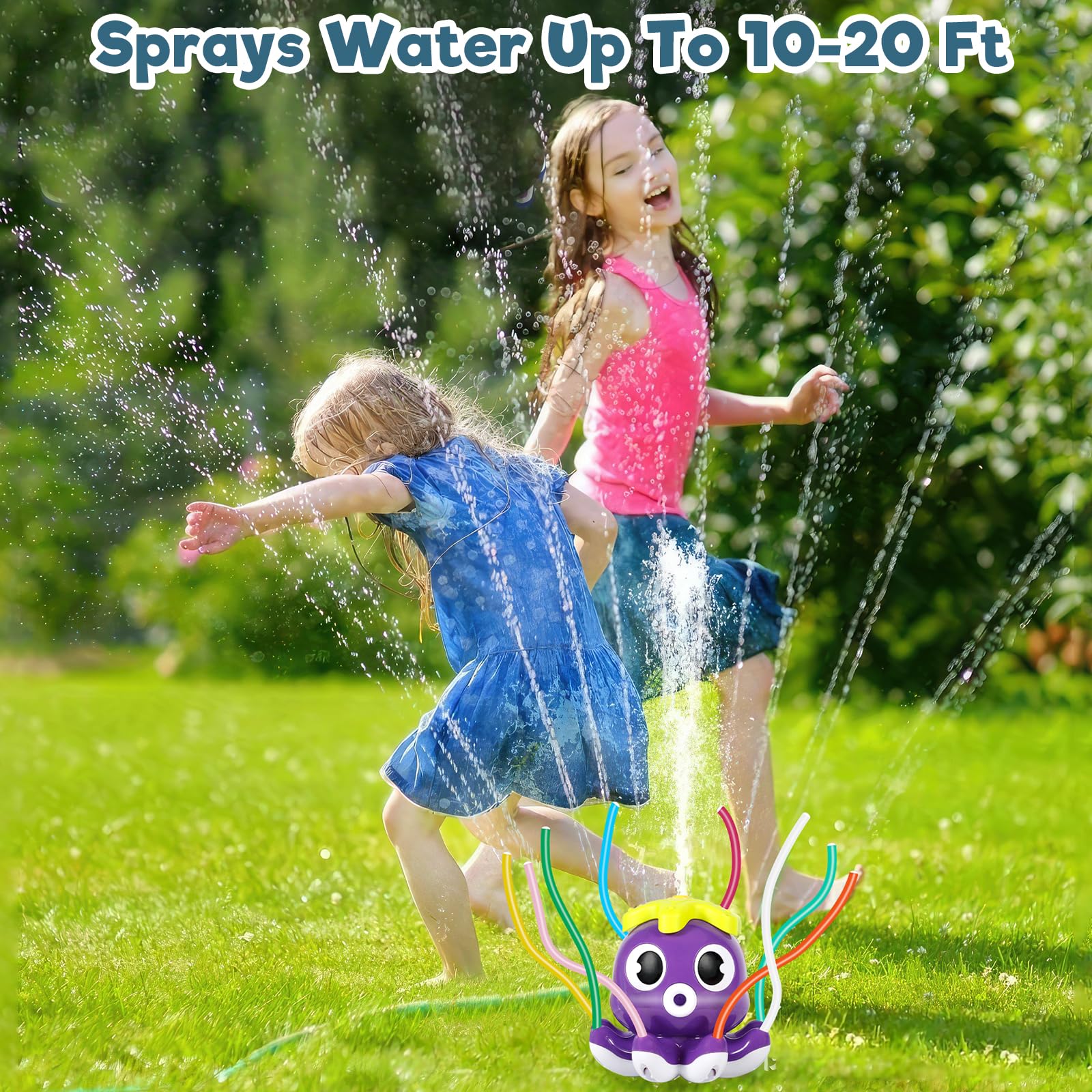 Aspersor de Agua para niños,con boquillas giratorias,Juegos de aspersores,Juguete de Rociador,para Patio Trasero, CéSped,Juegos de Agua para Niños Exterior.(Pulpo Morado)