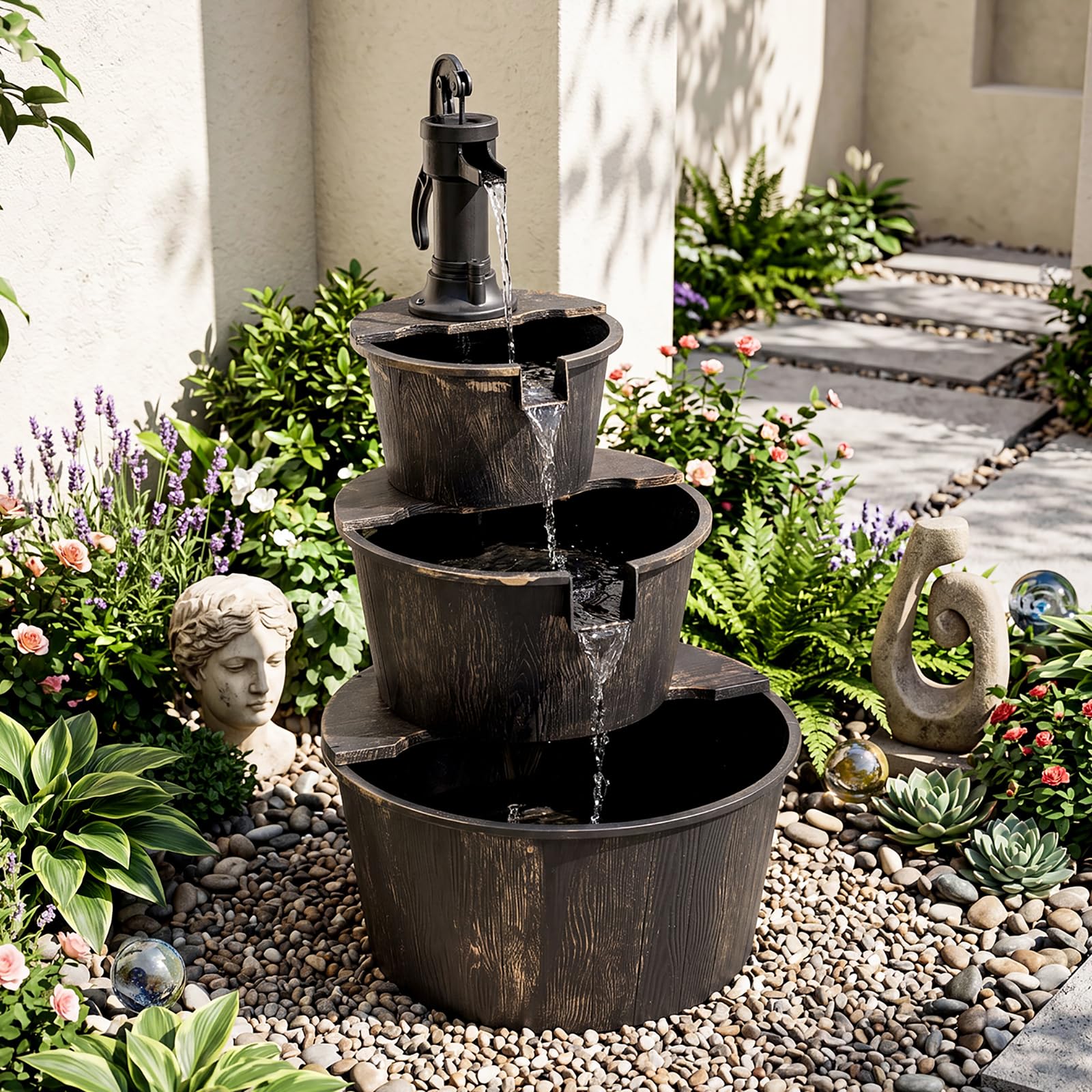 Giantex 3-Tier Barrel Fountain