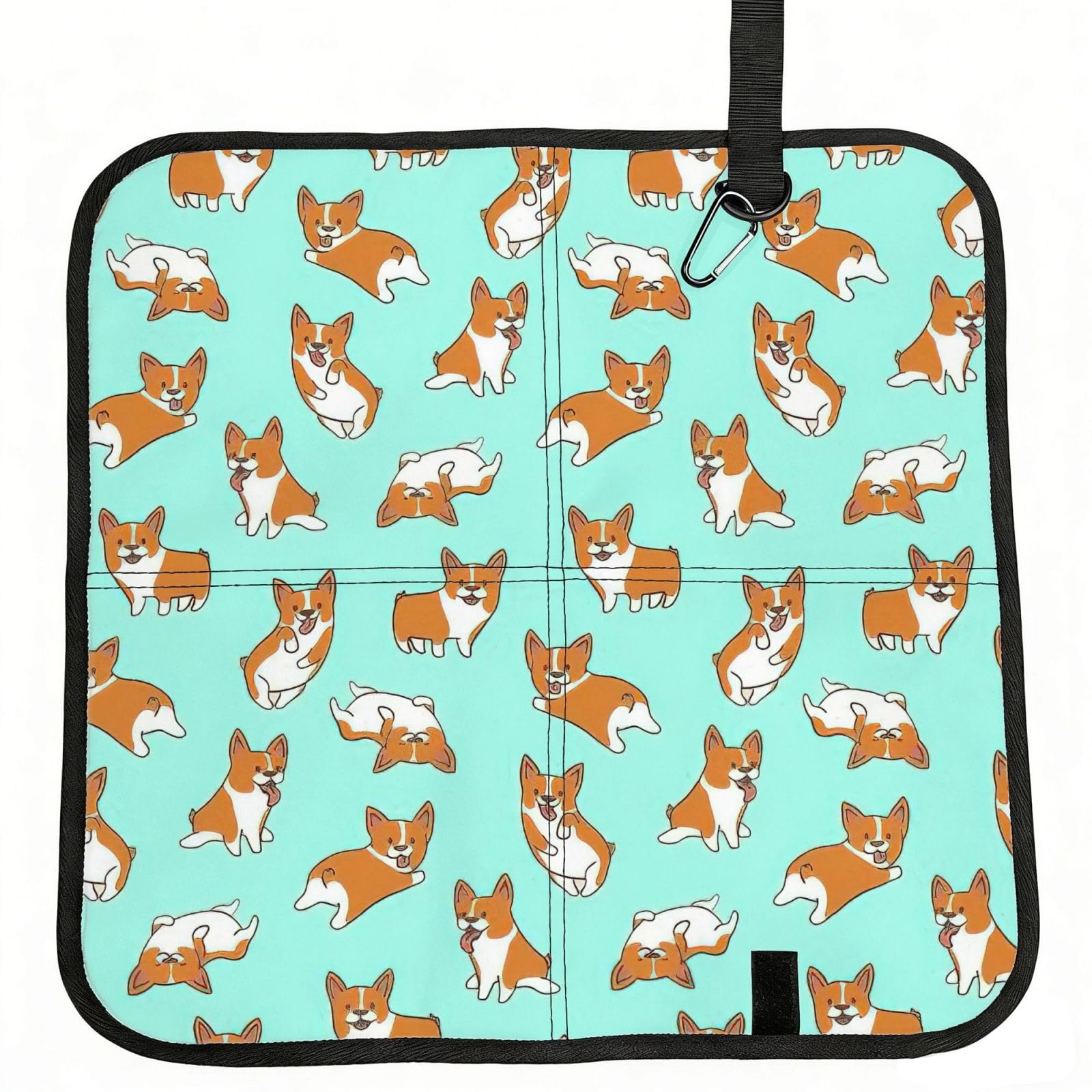 AYYQWE Corgi Cute Dog Print Foldable Seat Cushion Portable Chair Pad Office Commuting Picnic Camping Outdoor